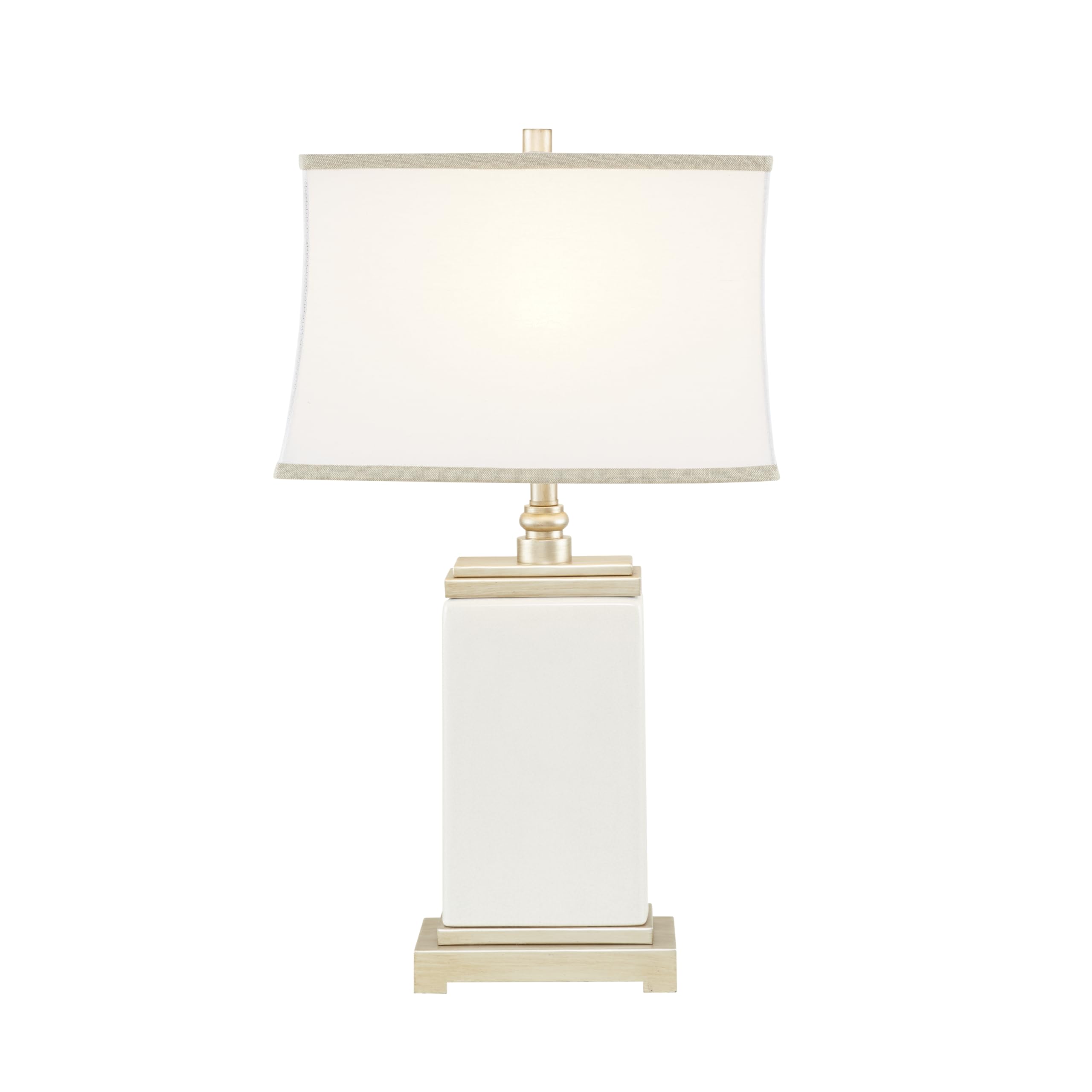 Hampton Hill Colette Table Lamp, Ceramic, Antiqued Silver Accent, 29.5in H, Ivory, Model MPS153-0025