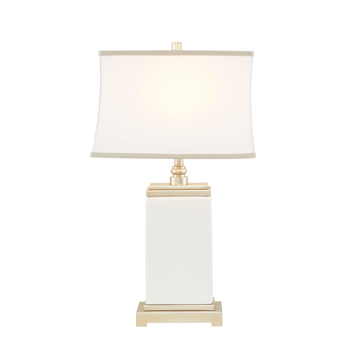 Hampton Hill Colette Table Lamp Modern Design, Ceramic Body & Antiqued Silver Accent, Nightstand Bedside Lamp, Imperial Shade, Desk Lamp For Reading, Polarized Plug With Socket Switch, 29.5&quot; H, Ivory