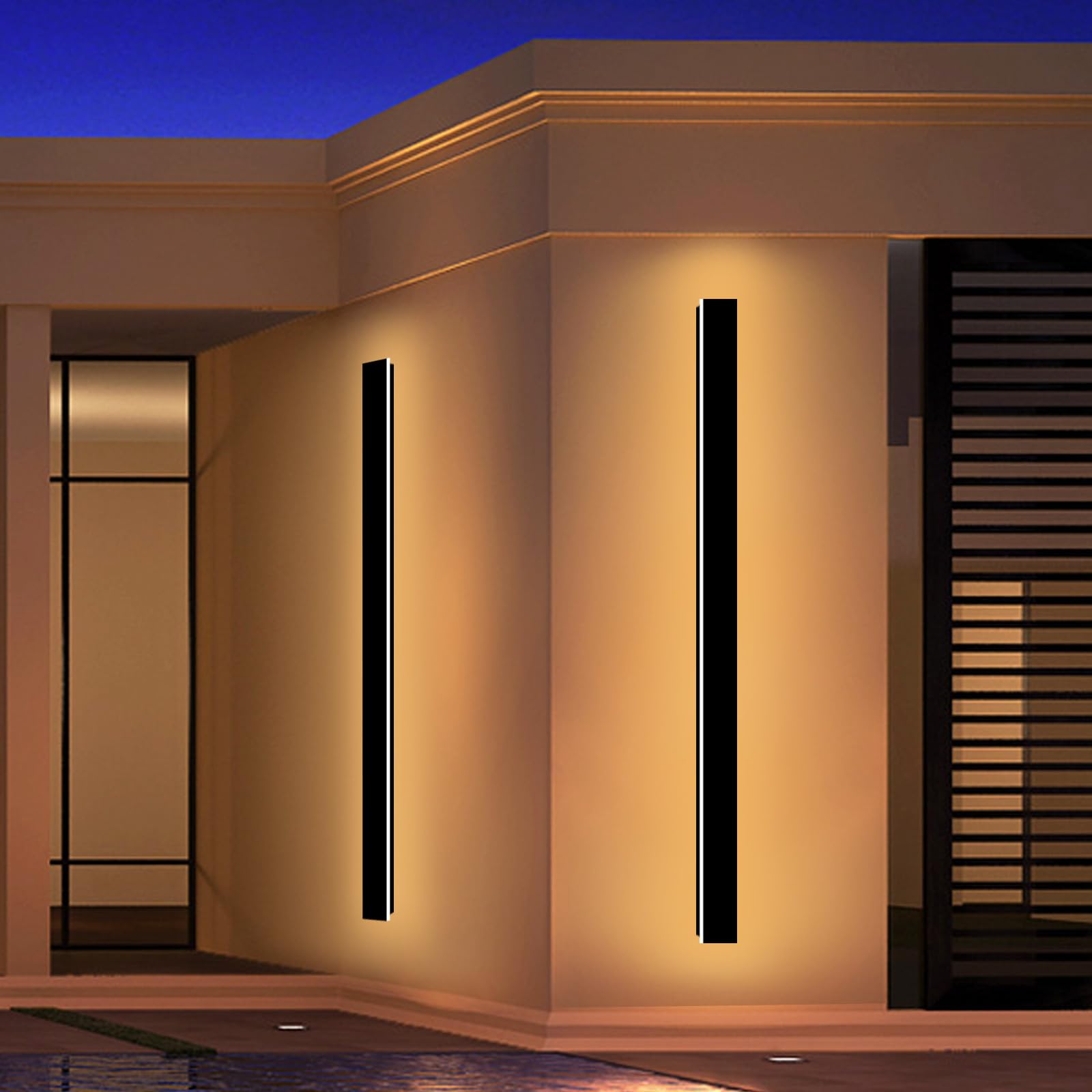 GREMLBUK 92inch Outdoor Wall Lights, Black LED Exterior Light Fixtures Wall Mount, Modern Porch Lights Wall Sconce 3000K, Long LED Linear Wall Lamp Outside Lighting for Front Door