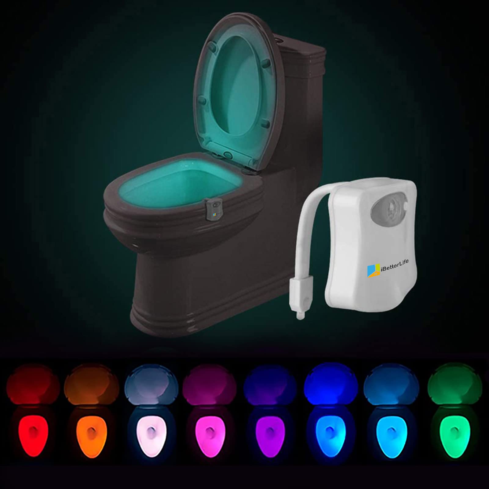 Ibetterlife Toilet Night Light Motion Sensor The Original 8 Color Changing Led Toilet Bowl Nightlight For Bathroom - Smart Uniqu