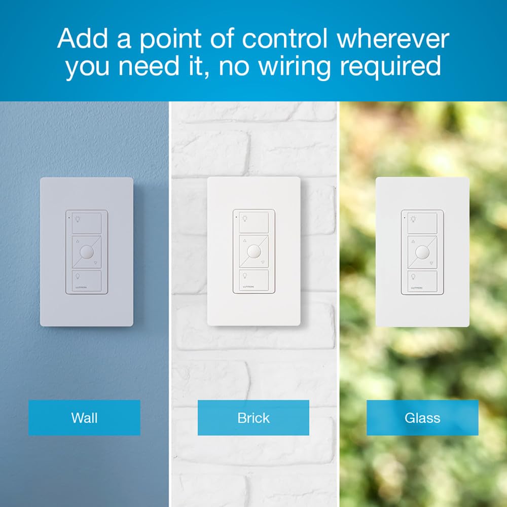 Lutron Caseta Pico Smart Lighting Remote, Wireless, Works with Alexa, Apple Homekit, Google Home, Model PJ2-3BRL-WH-L01R, White