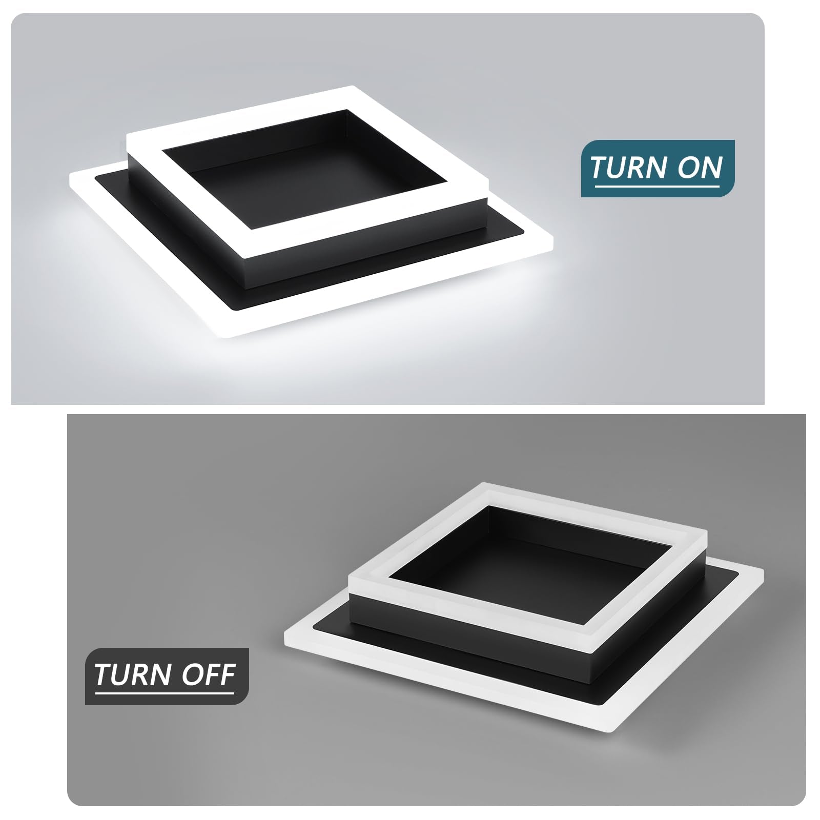 Eidisuny Modern Led Ceiling Light  Hallway Flush Mount Ceiling Light  32W  6000K  Black Square Hallway Lighting Fixtures For Living Room Kitchen Bedroom (Black)