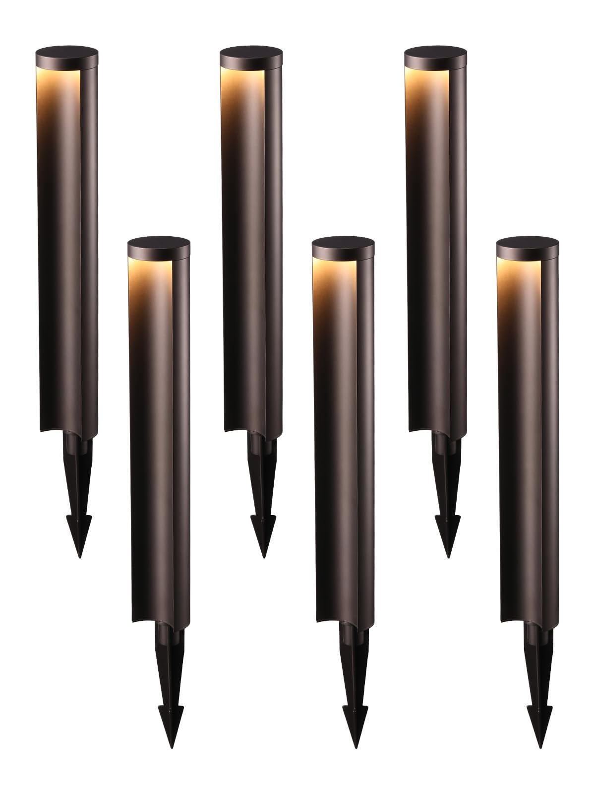 LEONLITE Low Voltage Pathway Lights, 5W 200LM, 3000K Warm White, Die-Casted Aluminum, Dark Gold, Model 93082, Pack of 6