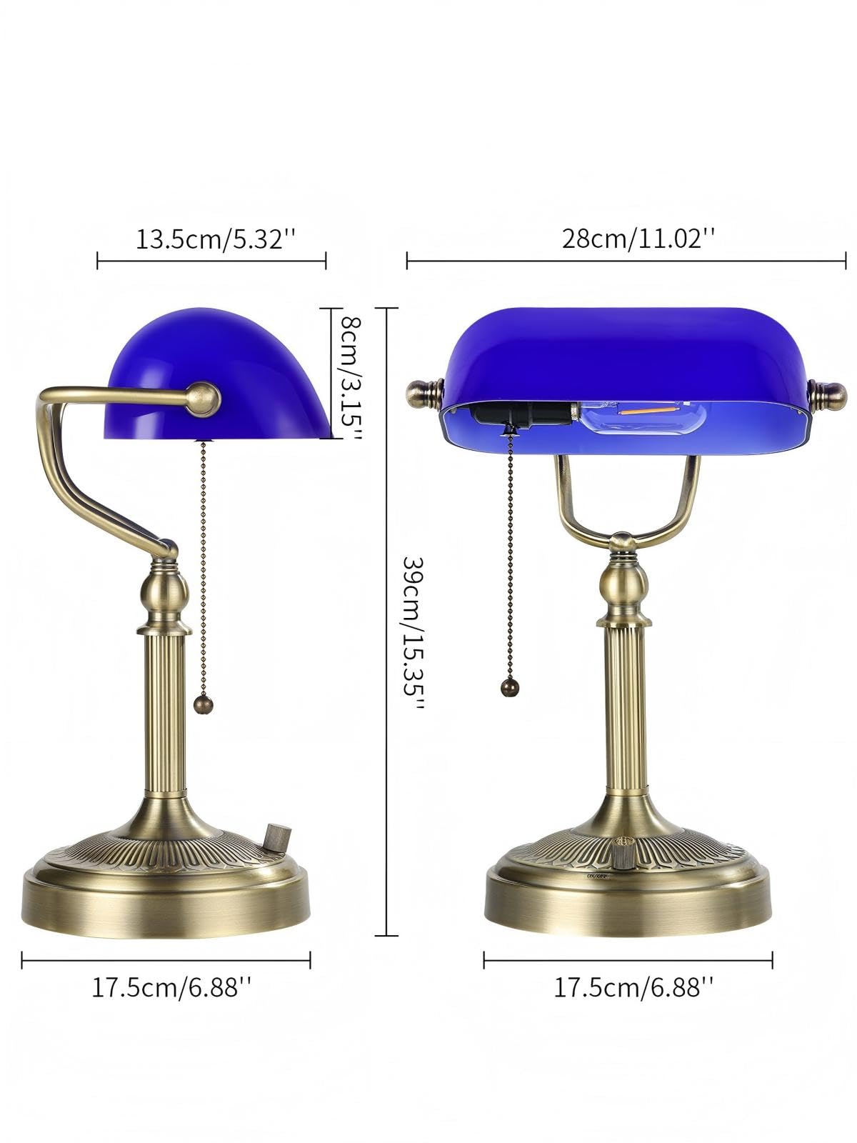 Newrays Blue Glass Desk Lamp, Stepless Dimmable, LED Bulb Included, Model T9008