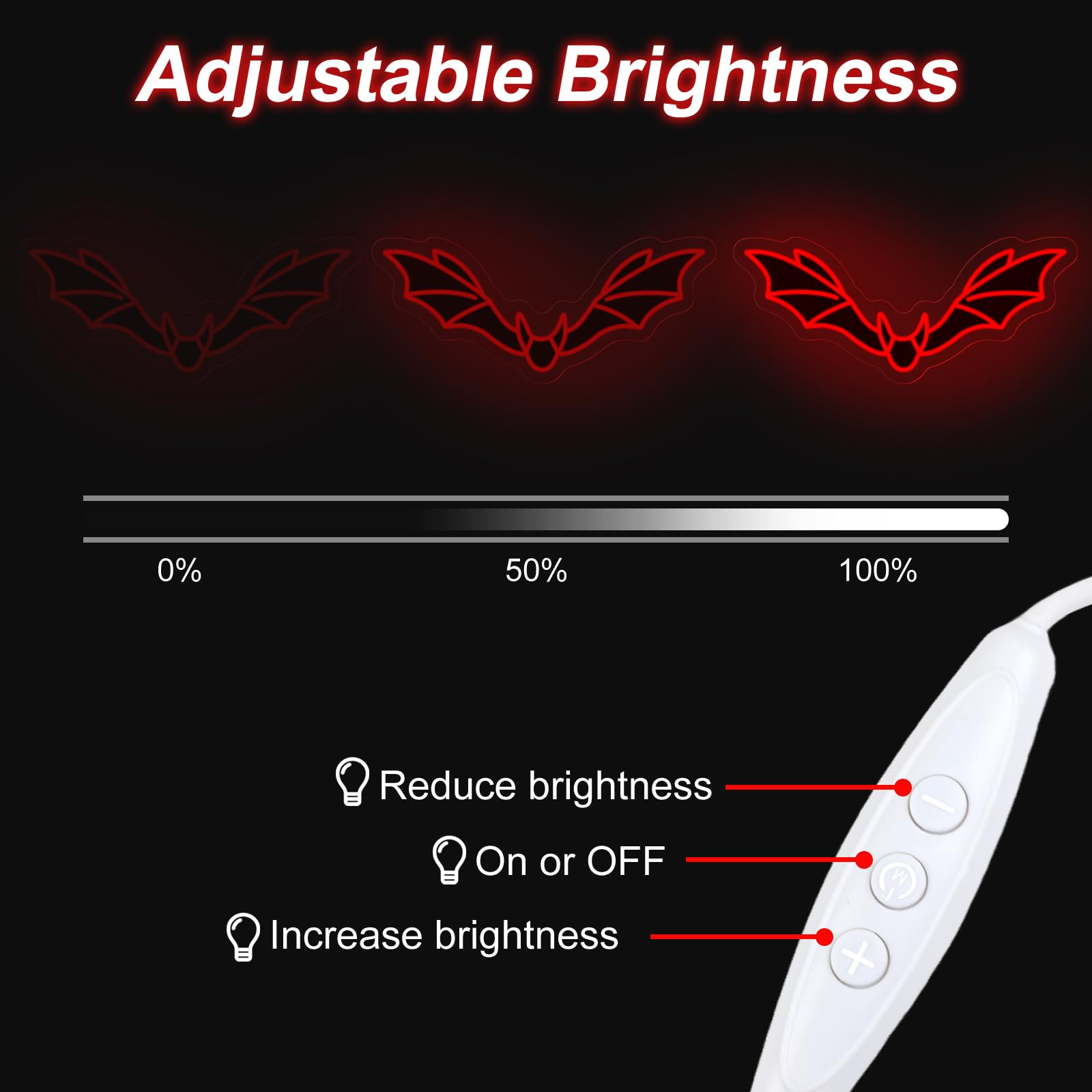 DMDMBSR Bat Neon Sign, Acrylic Halloween Decor, 15.7inx6.9in, Red Bat