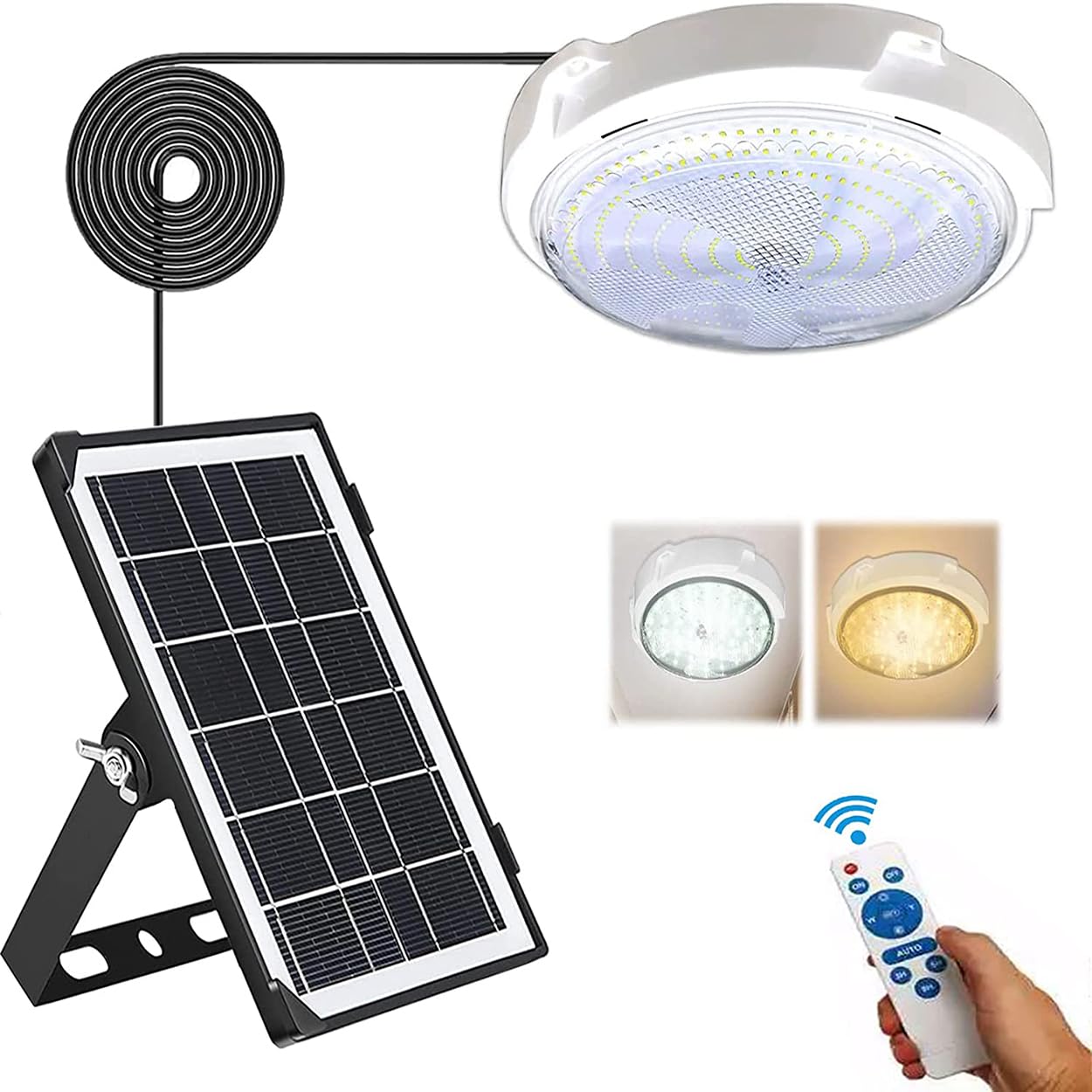 Brioeua 54 Led Solar Ceiling Light  1000 Lumens Solar Light Indoor Outdoor Waterproof With Remote Control & Auto On/Off  For Porch Garage Barn Balcony