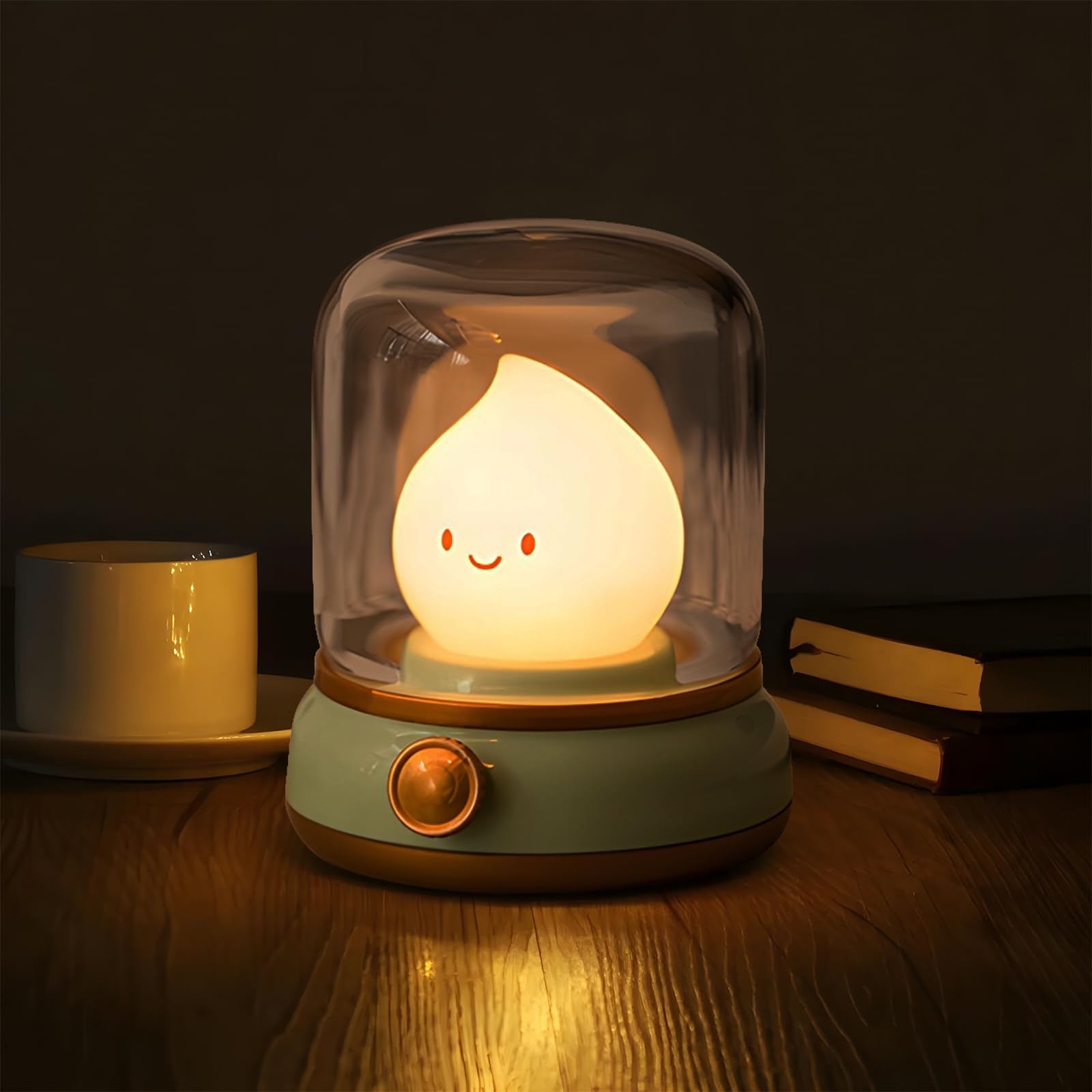 Hpydiy Candlestick Night Light - Retro Oil Lamp Emotion Light Silicone ChildrenS Night Light Rechargeable Adjustable Press Dot Switch And Room Decoration Gift (Green)