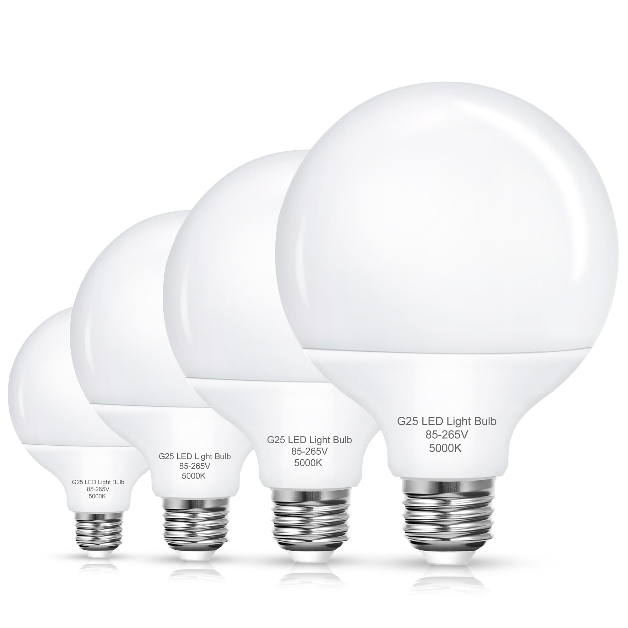 Evastary Vanity Light Bulbs, 6W Led Globe Bulb (60W Equivalent), Daylight 5000K Round Light Bulbs For Vanity Makeup Mirror, G25 