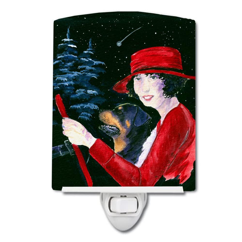 Carolines Treasures Ceramic Night Light, Lady Driving with Rottweiler, UL-Certified, 6x4x3in, Multicolor, Model SS8551CNL