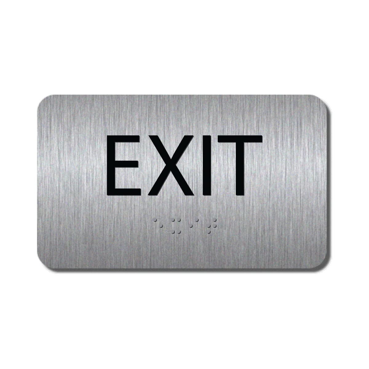 ALPHA DOG ADA SIGNS Braille Exit Sign 3x5 inch ADA Compliant Indoor Outdoor Business Easy Install USA Made (Brushed Stainless)