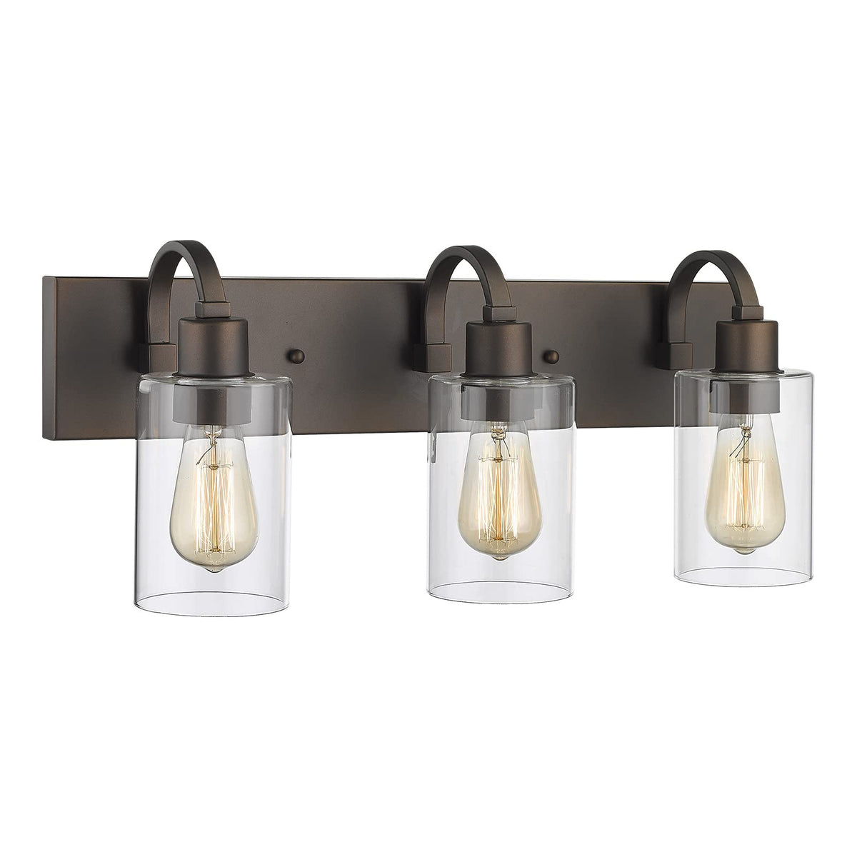 Emliviar 3-Light Farmhouse Bathroom Vanity Light, Oil Rubbed Bronze With Clear Glass