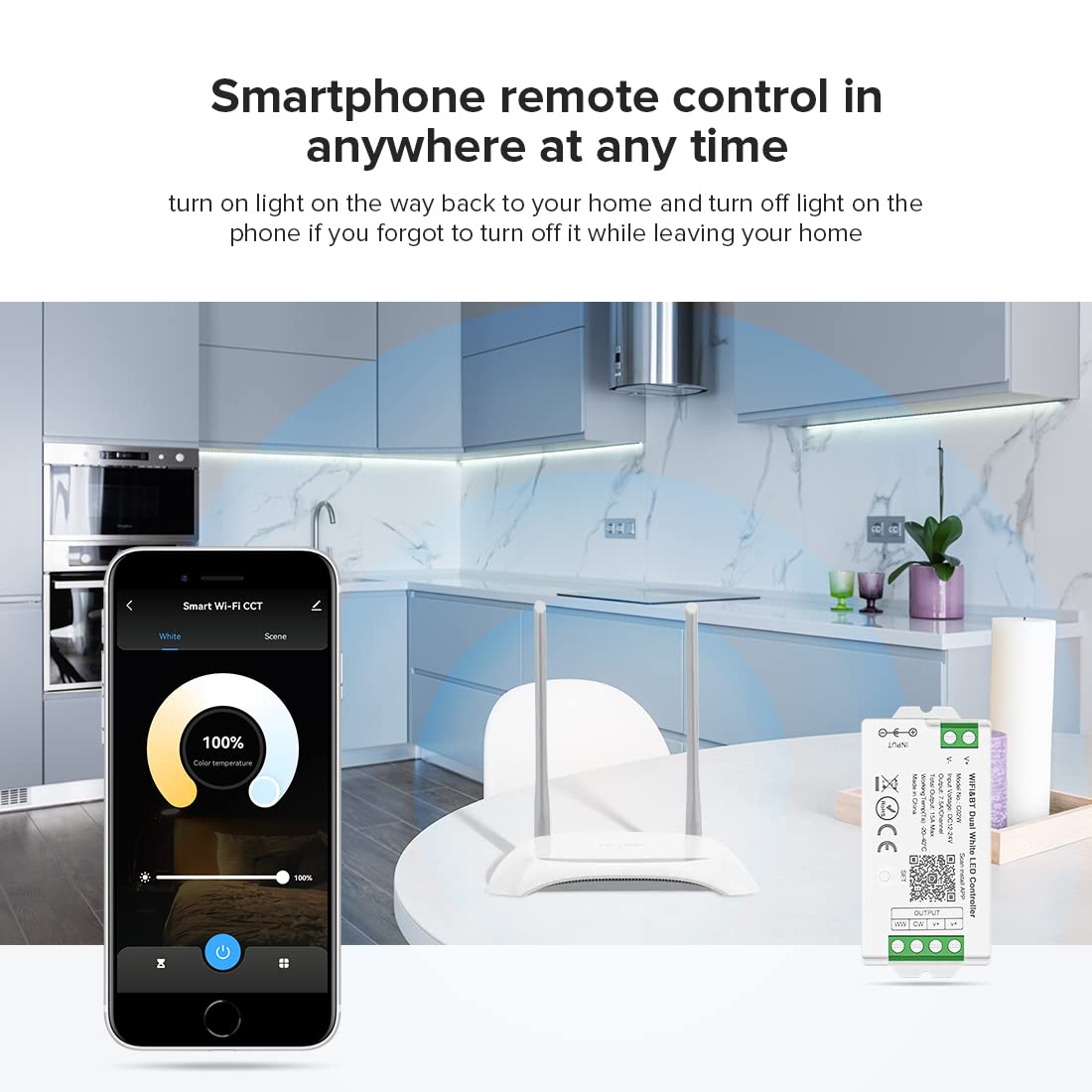 Btf-Lighting C02W Cct Pwm (+ Cw Ww) 3Pin Led Strip Color Temperature Led Strip Dual White 2.4Ghz Tuya Wifi Group Controller Alex