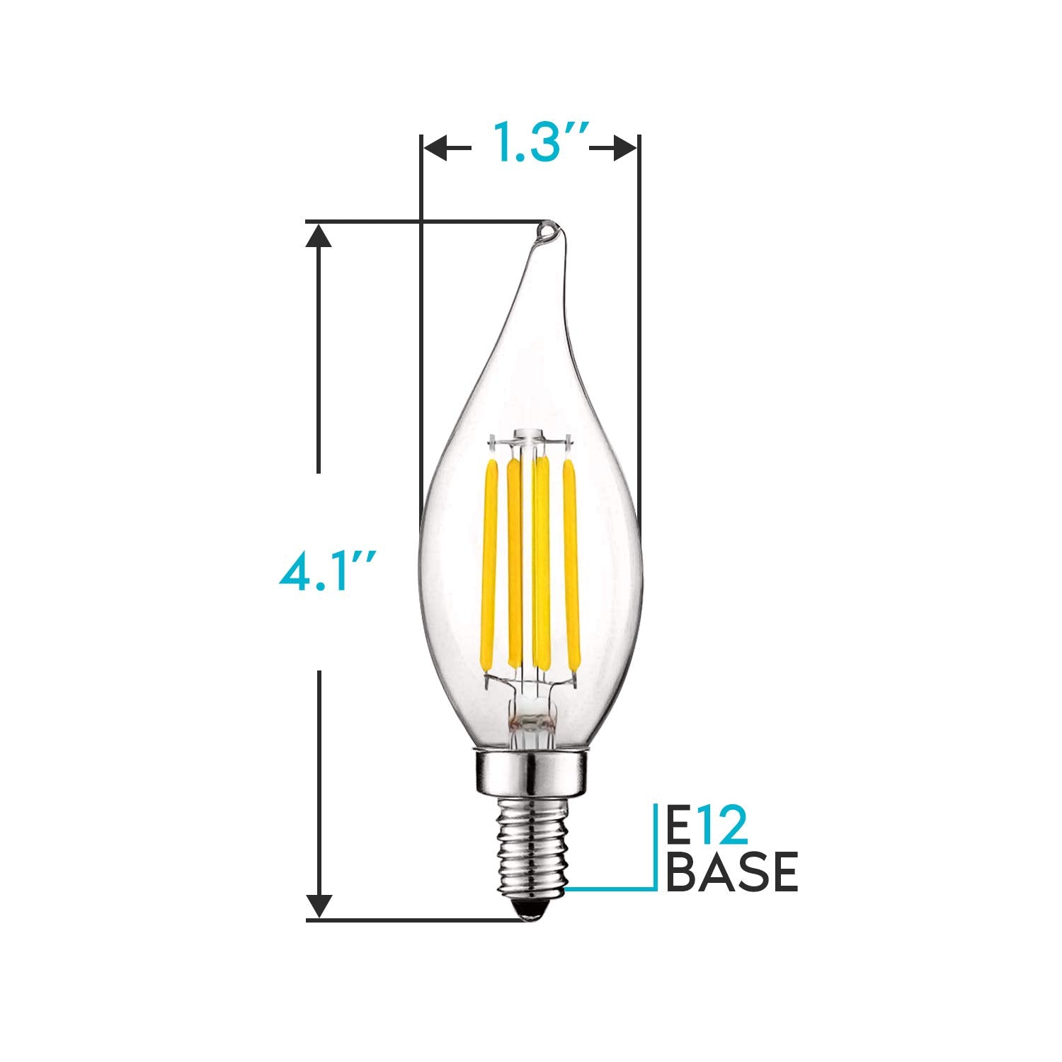 LUXRITE Vintage LED Candelabra Bulbs 5W 60W Equivalent 550 Lumens Dimmable E12 Base 3500K Natural White 12 Pack
