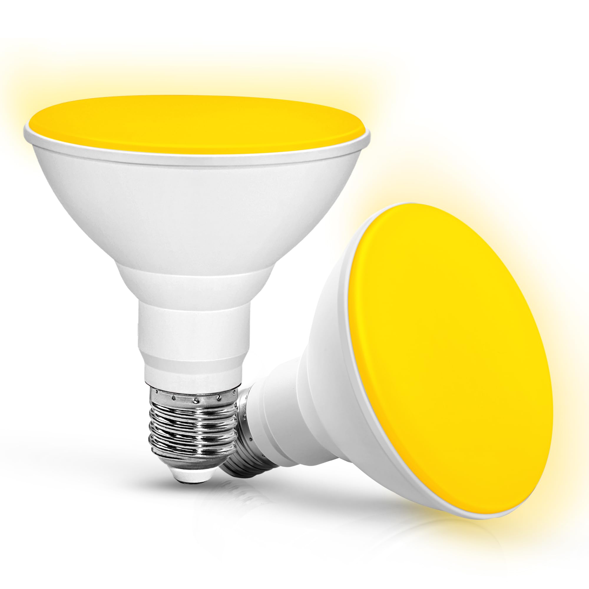 2 Pack Par30 Yellow Bug Light Bulb Outdoor, Amber Yellow 12W Led Bulb 100W Equivalent Bug Light For Outside 2000K, E26 Base Floo
