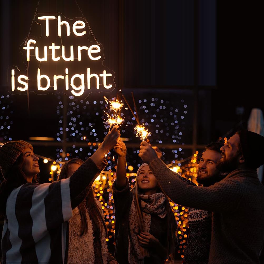 The Future Is Bright Neon Sign  Positive Quotes Decorative Neon Lights For Home Room Wall Decor  Office Wall Decor Neon Light Sign  Christmas Birthday Gift Thanksgiving Gift(Warm White)