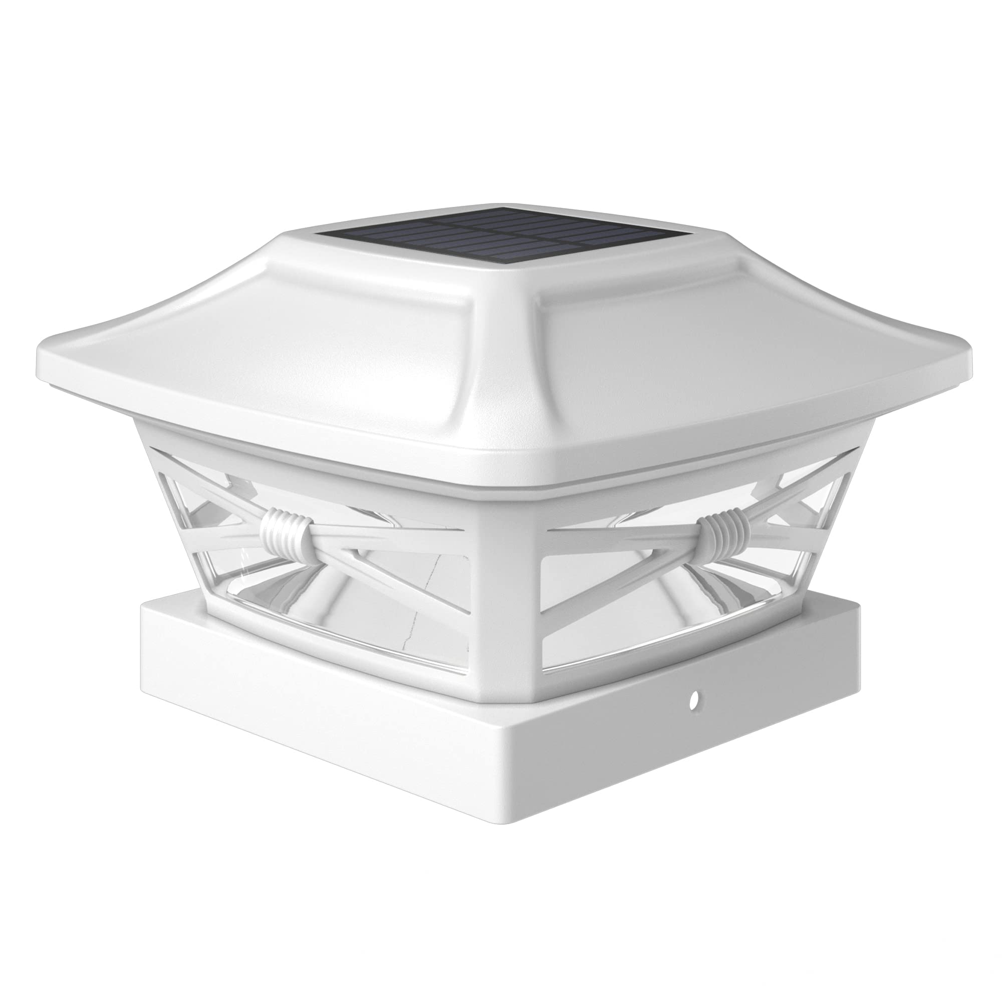 Davinci Lighting Solar Post Cap Lights - Bright LED, Plastic, Pearl White - Fits 4x4, 5x5, 6x6 Posts - Model DL202-1, 1
