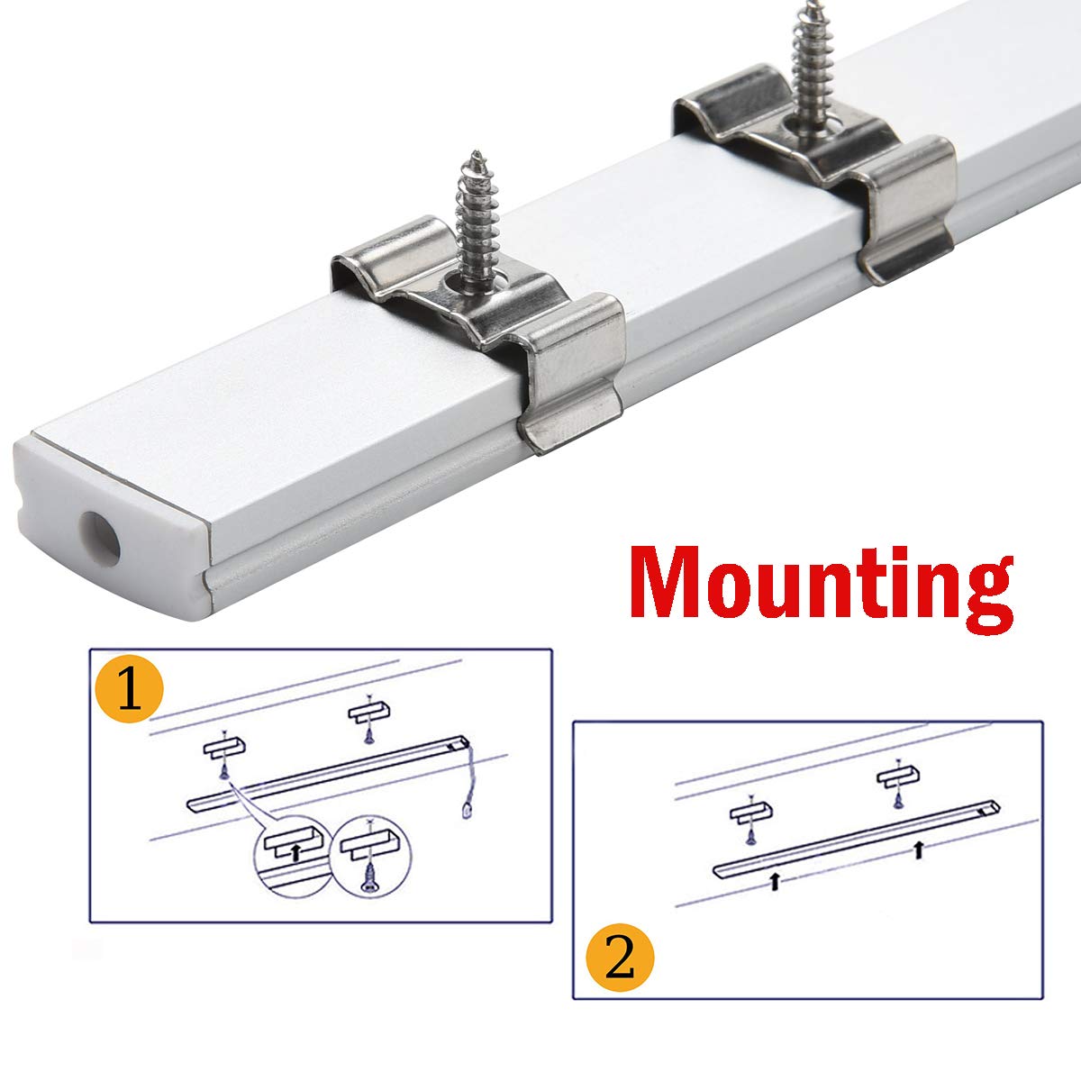 StarlandLed 6.6ft LED Strip Channel 20-Pack, Aluminum Profile with Milky Cover, End Caps & Mounting Clips, Silver
