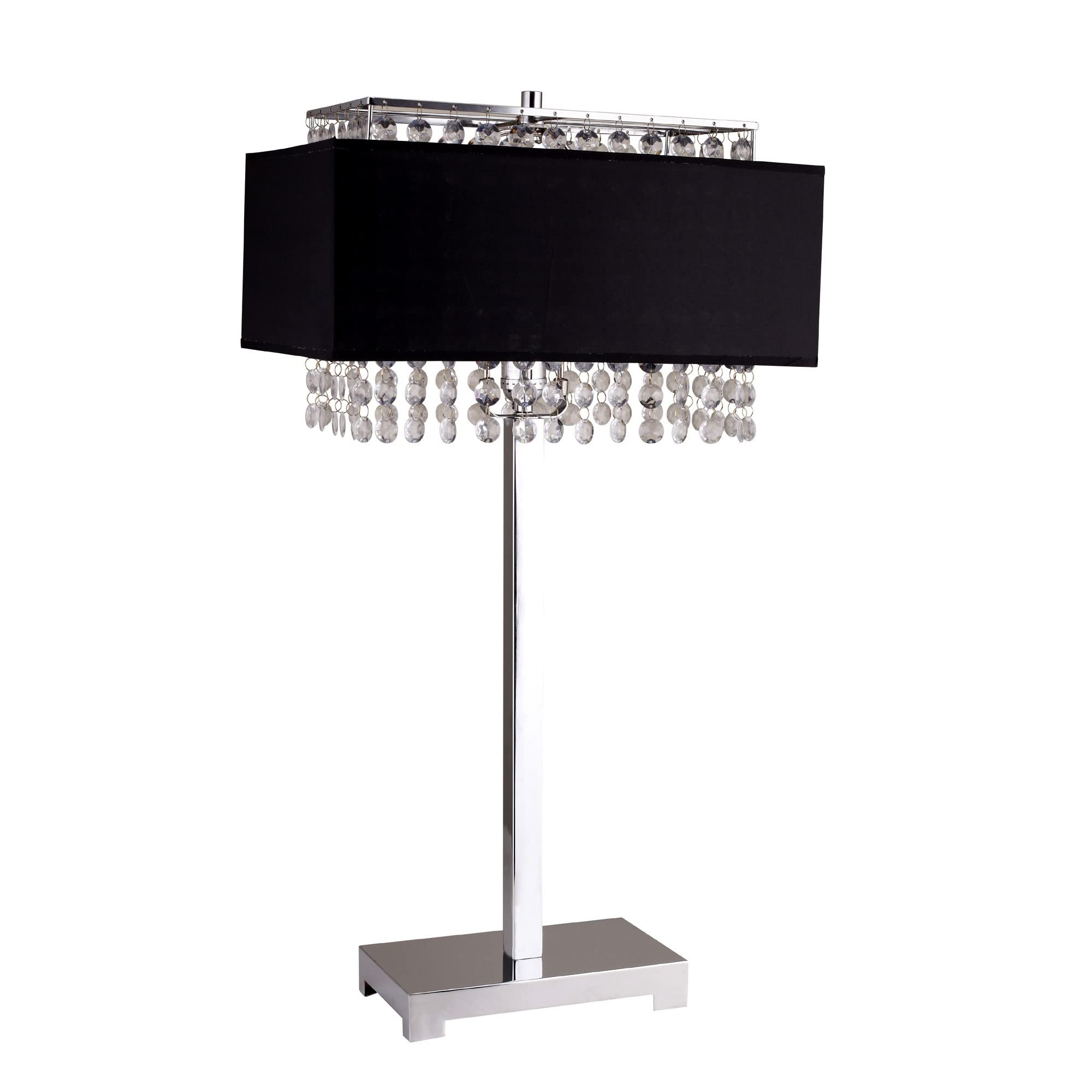 Homeroots Rectangular Table Lamp - Bling Glam Black Faux Crystal, Model 468419