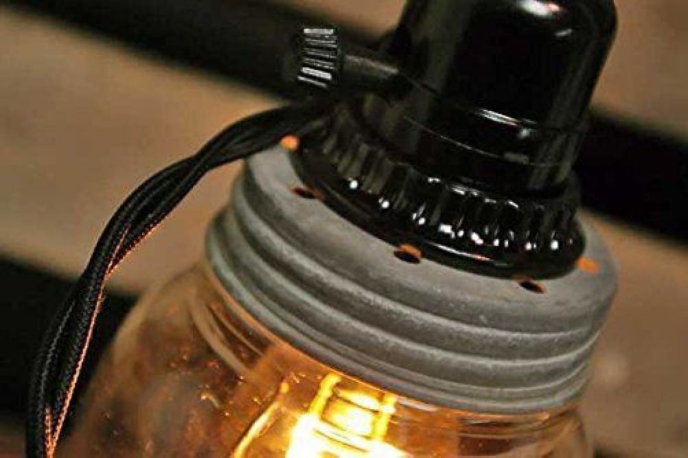 Colonial Tin Works Half Gallon Mason Jar Pendant Lamp Rustic Brown Black Model 930054