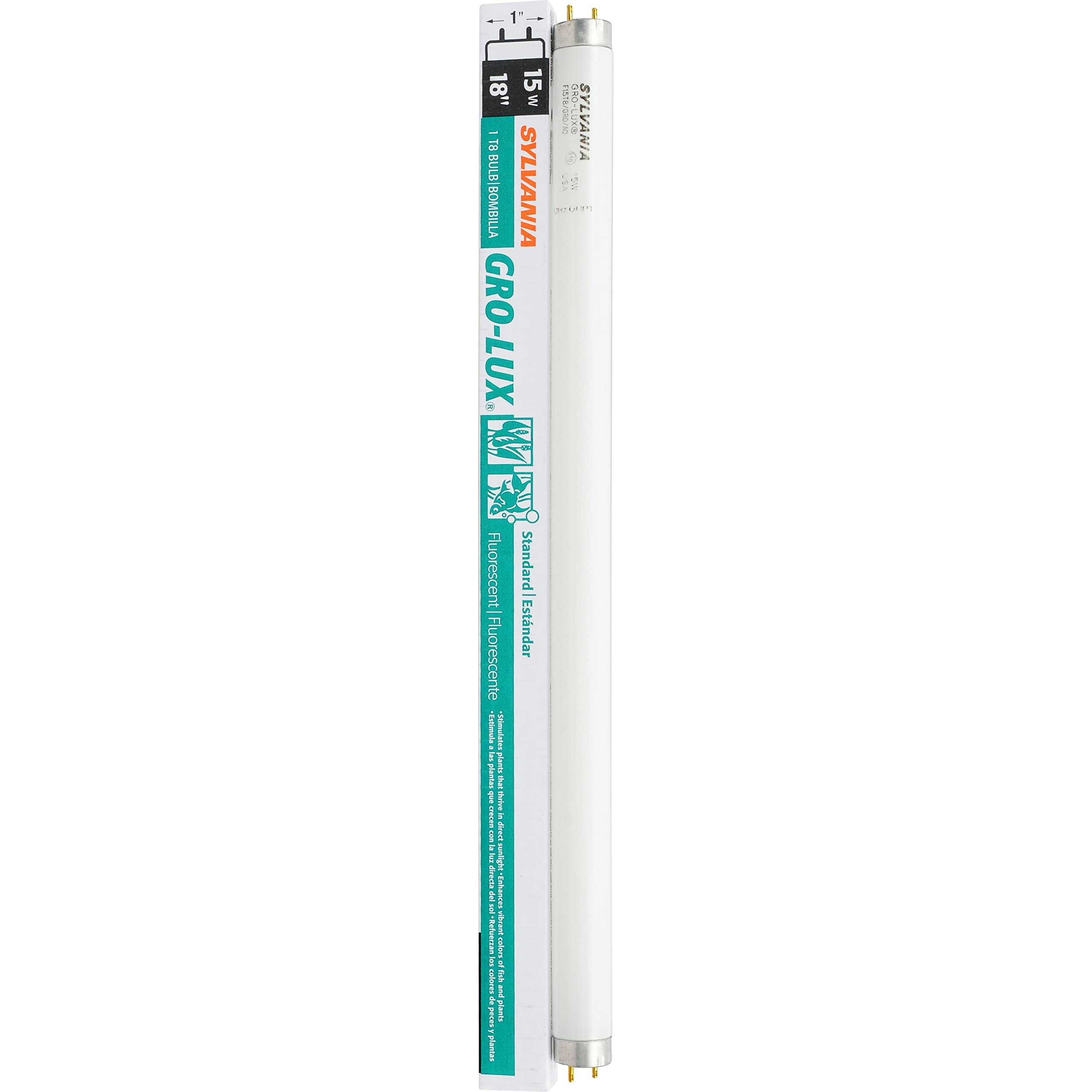 LEDVANCE GRO-LUX 15W T8 Grow Linear Fluorescent Lamp 5500K 17.78 inches White Glass Model 21657
