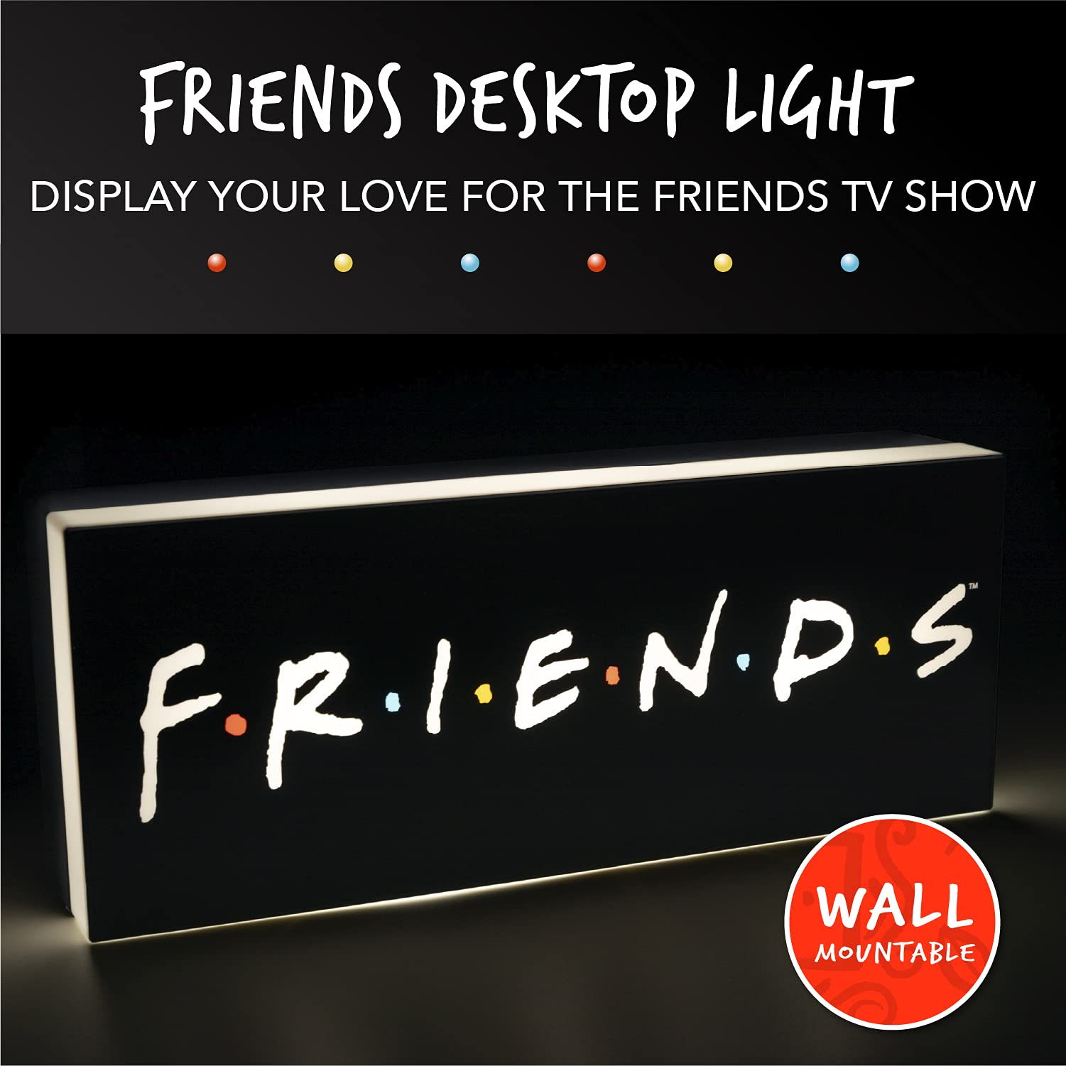 Paladone Friends Logo Light - Officially Licensed Friends TV Show - USB or Battery Powered D  cor, Black and White
