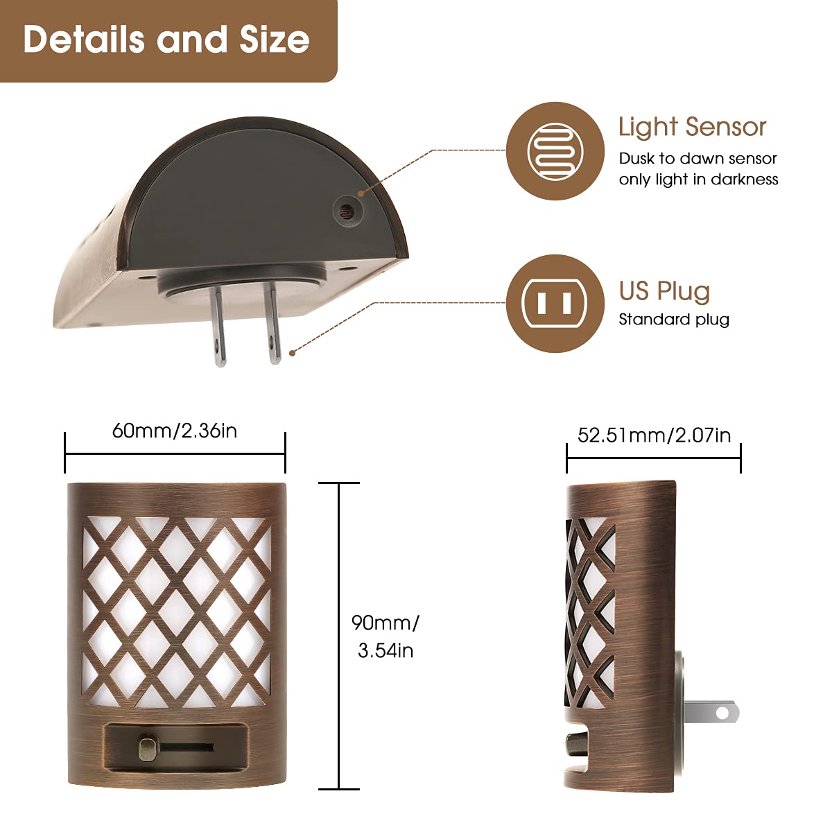 Doresshop Led Plug In Night Light [2 Pack], Night Lights Plug Into Wall, Dusk To Dawn Sensor Night Light, Decorative Night Light