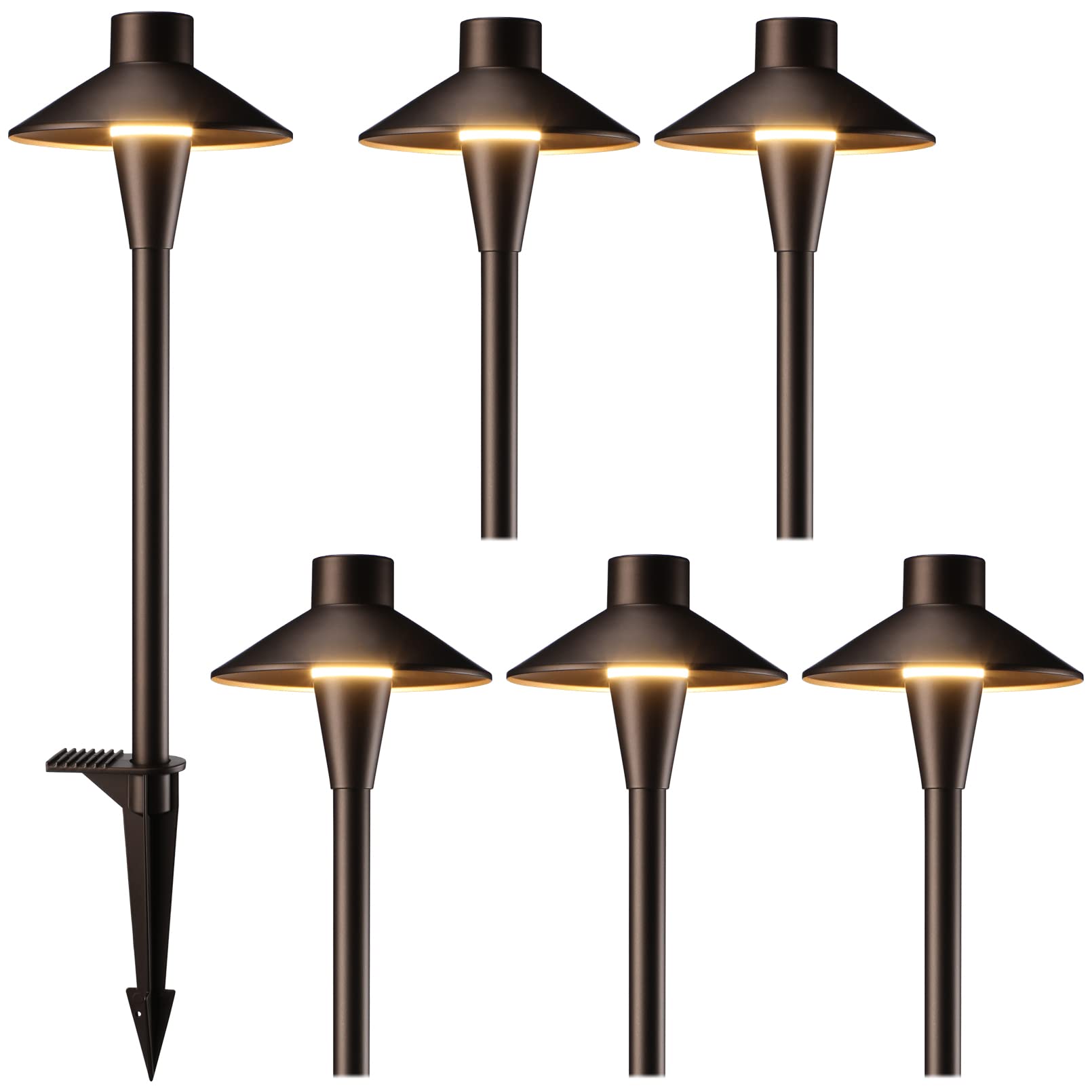 LEONLITE LED Landscape Path Light, 3CCT, 12-24V, 3000K/4000K/5000K, 6 Inch, Aluminum, Oil Rub