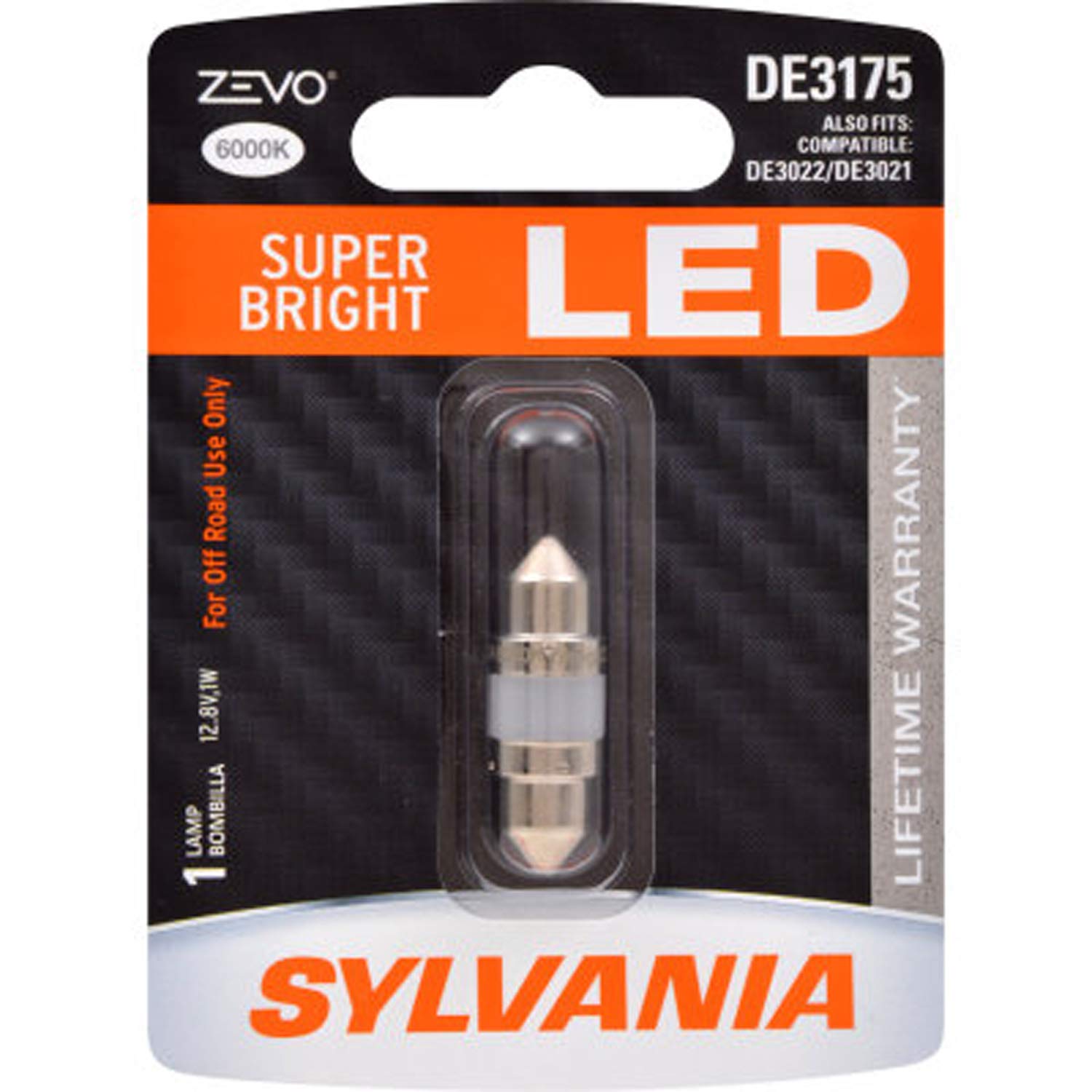 SYLVANIA DE3175 LED Festoon Bulb - White, Ideal for Interior Lighting, 31mm Size, 1 Bulb