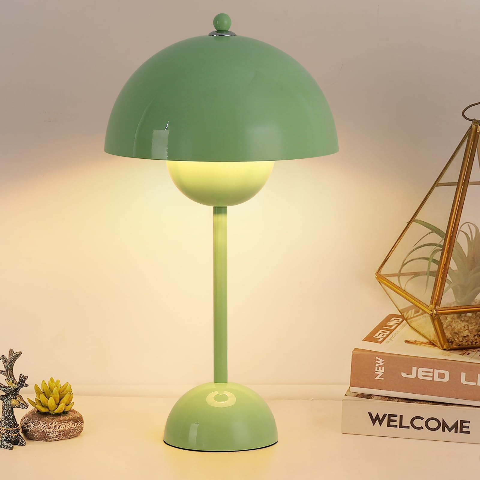 COSYLUX Small Table Lamp for Bedroom, Dome Shade, Pastel Green, Ideal for Living Room, Kids Room, Study, Office, Nightstand