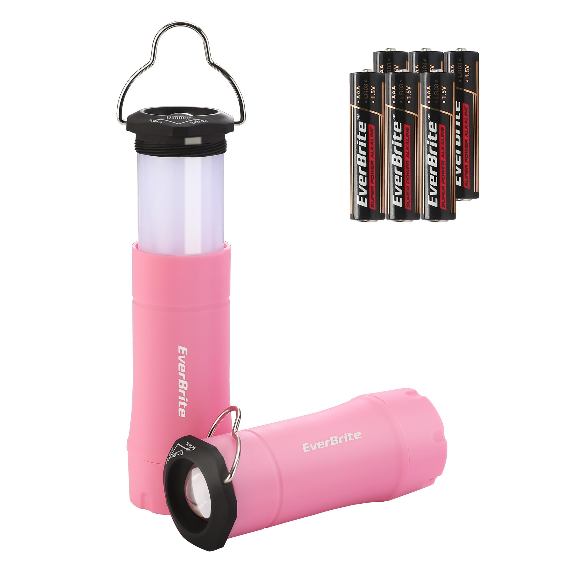 EverBrite Mini Lanterns and Flashlights, 2-in-1, Zoomable, 3 Modes, Battery Powered, Pink, Model E041055AE