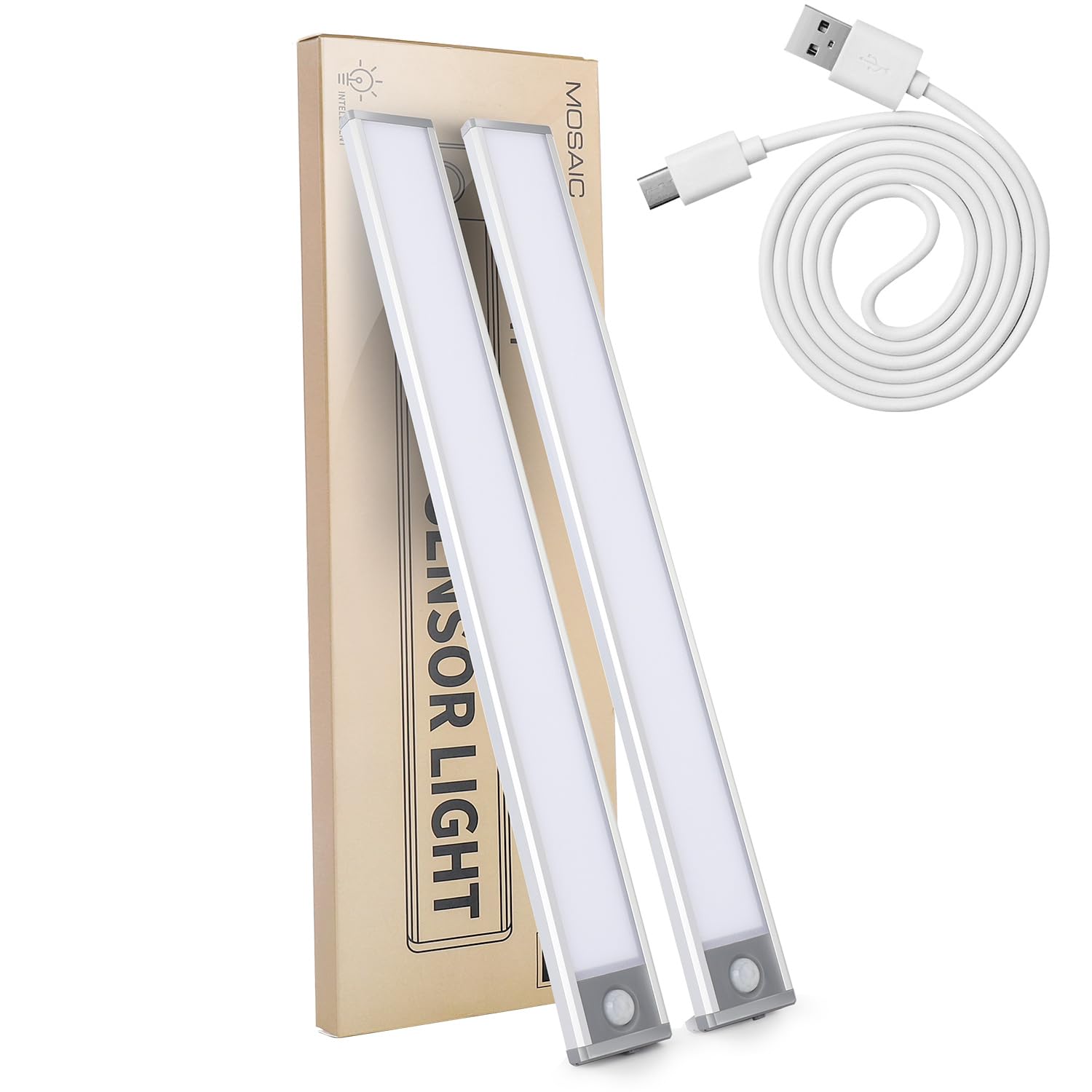 2 Pack Bright 70Led Rechargeable Closet Lights Motion Sensor Night Light Cordless For Kitchen Counter, Pantry, Under Cabinet. 6000K Cool White Lighting. Built-In Long Lasting 2000Mah Battery Powered