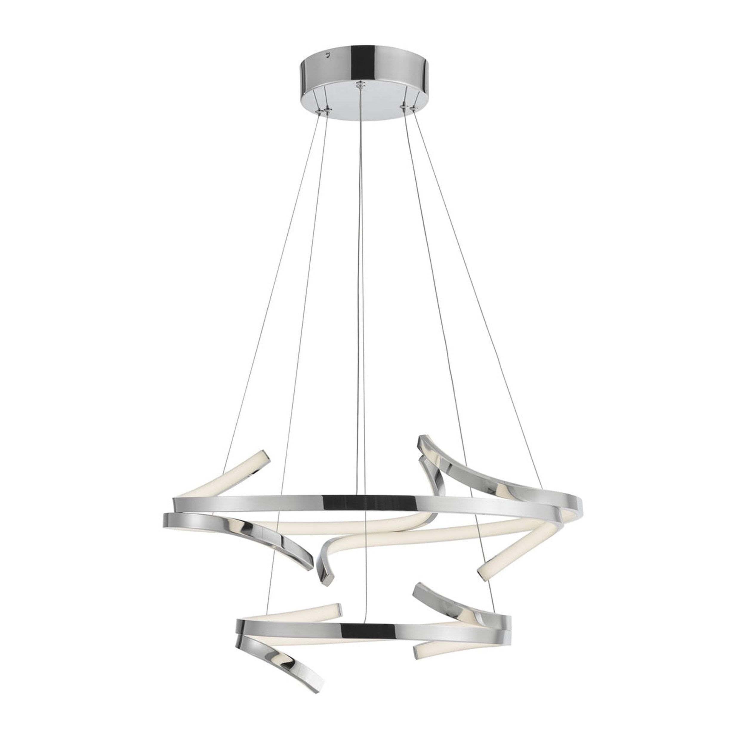 Finesse Decor Beijing LED Round Chandelier - Chrome, Silicone, Silver, Model CH-011