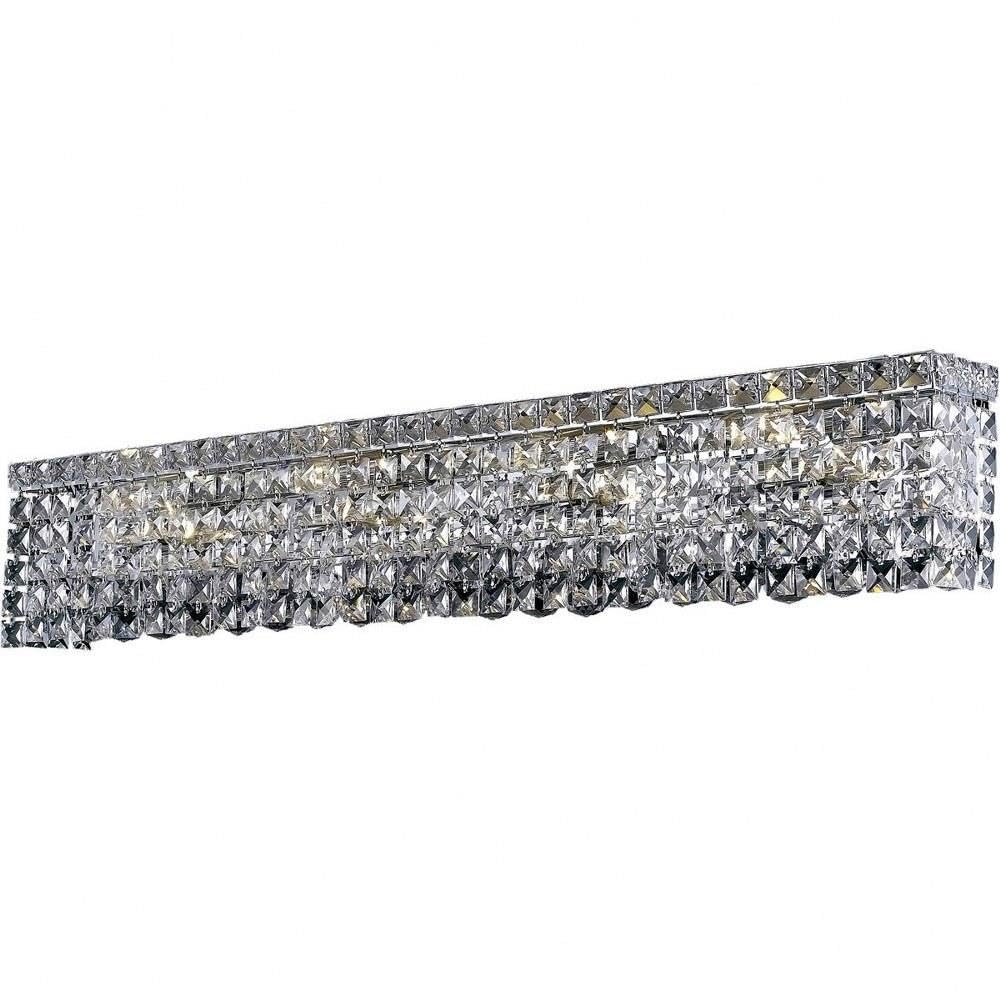 Maxime 6 light Chrome Wall Sconce Silver Shade (Grey) Royal Cut Crystal