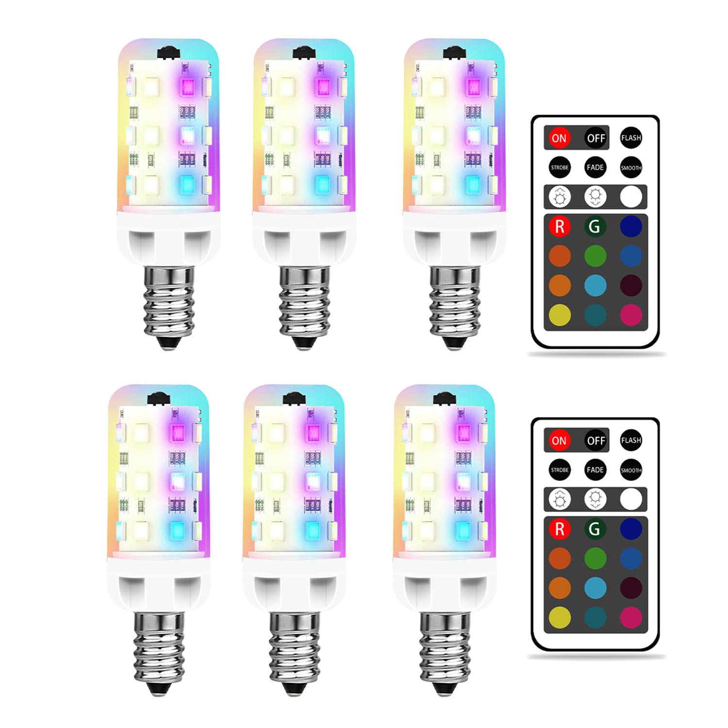 XRise E12 LED Bulb 2.5W Dimmable RGB + White Color Changing, 6000K, 250LM, E12 Base, 6 Pack