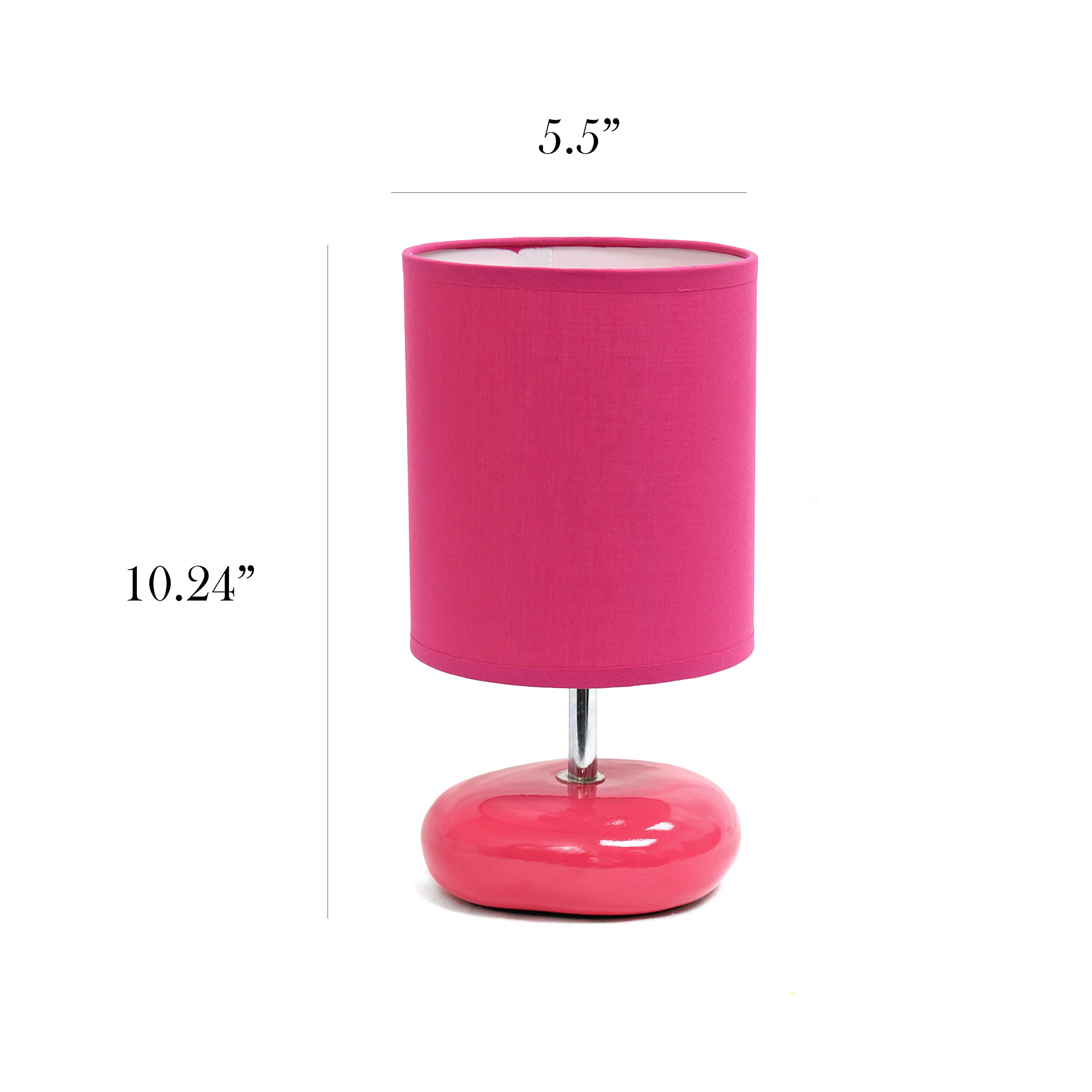 Simple Designs Lt2005-Pnk-2Pk Stonies Small Stone Look Table Desk Bedside 2 Pack Lamp Set, Pink, 5.51 X 5.51 X 10.24