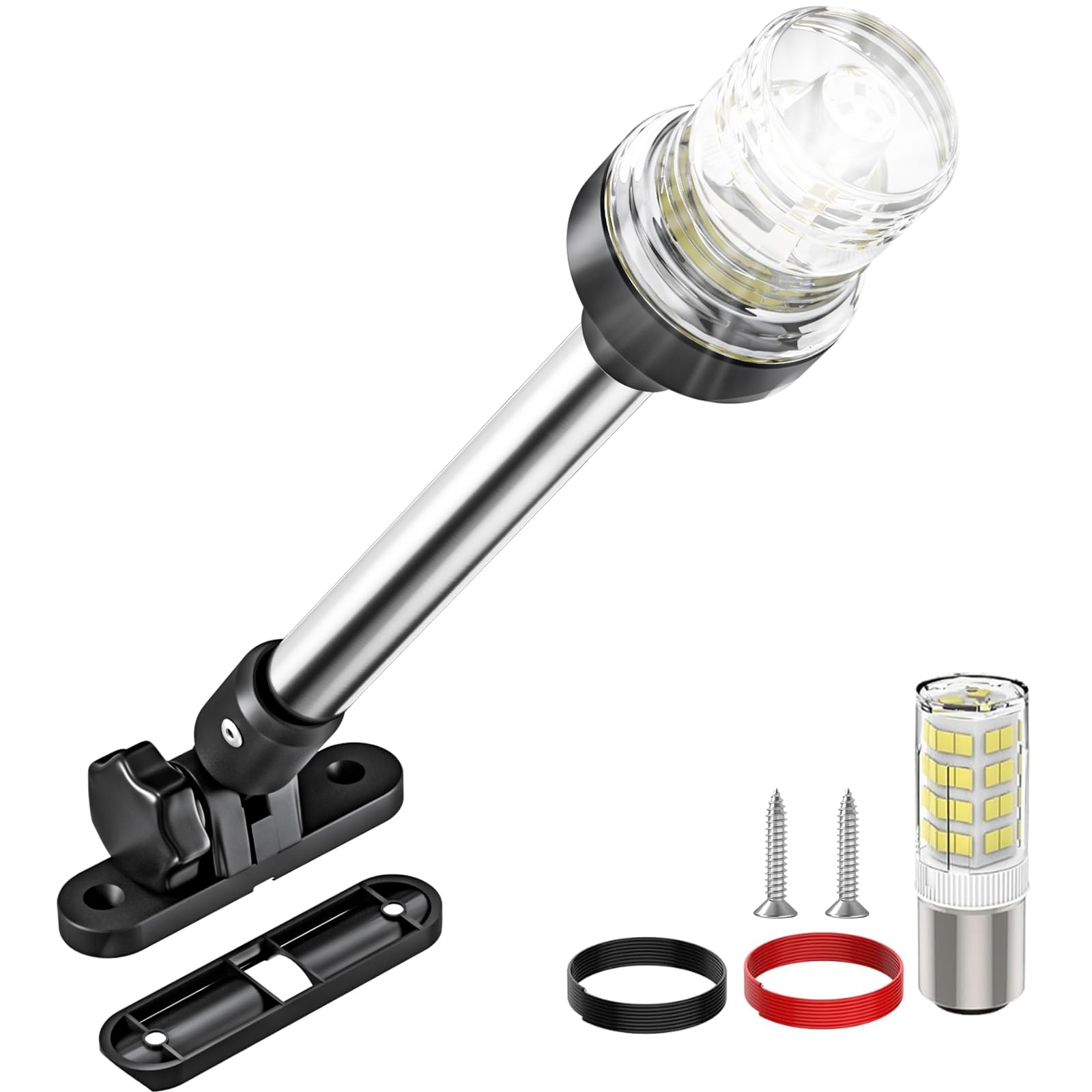 Ambipasion 9 Inches Bimini Light For Pontoon Boat  Pontoon Navigation Lights Anchor Light Stern Lights For Bimini Top Mount Waterproof Ip67  White Fold Down Led Marine Boat Rear Running Lighting