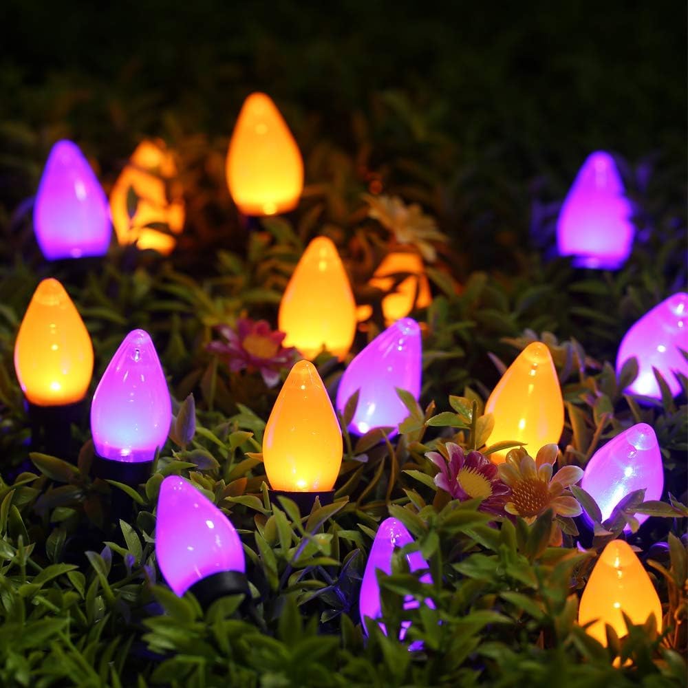 RECESKY Halloween String Lights - 50 LED, 24Ft, Orange & Purple, 8 Modes, Plastic, Plug Model LCHLED100L/2F