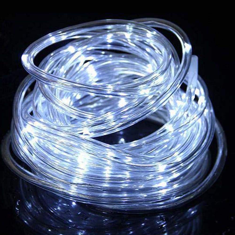 lychee Solar Rope Lights 50LED Waterproof 16.5ft String Lights for Outdoor Home Garden Wedding Decoration - White