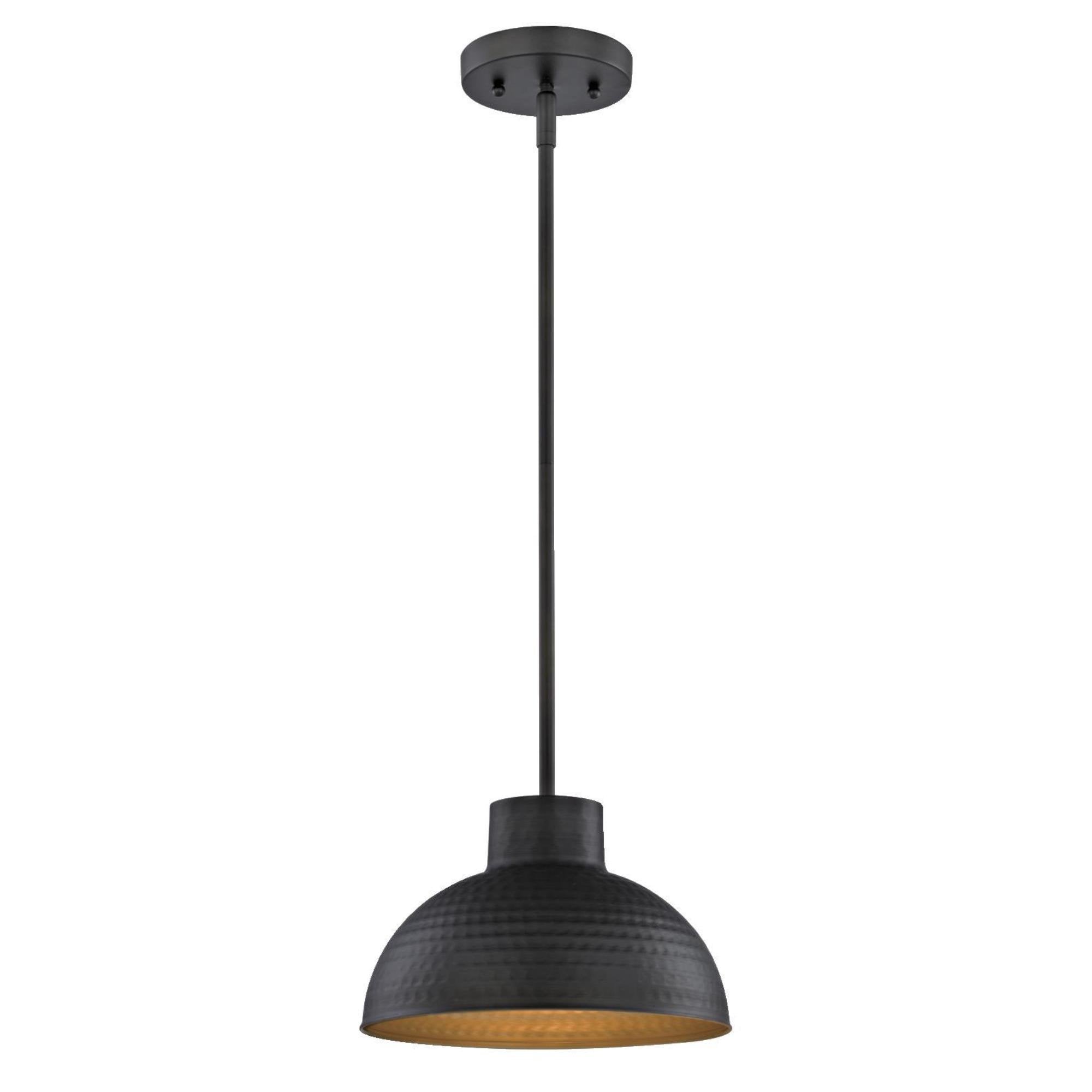 Westinghouse Oil Rubbed Bronze 6309900 One-Light Indoor Pendant, Hammered Finish and Metal Shade with Gold Interior