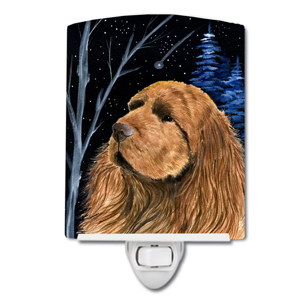 Carolines Treasures Ceramic Night Light, Starry Night Sus  Spaniel, UL-Certified, 6x4x3in, Multicolor, Model SS8391CNL