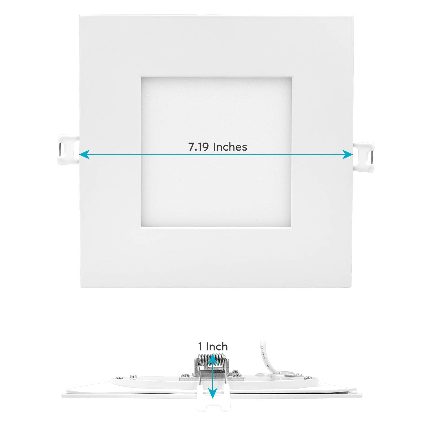 Luxrite 12 Pack 6 Inch Ultra Thin Square Recessed Lighting, 5 Color Options 2700K - 5000K, Dimmable Led Downlight, 12W, Ic & Wet