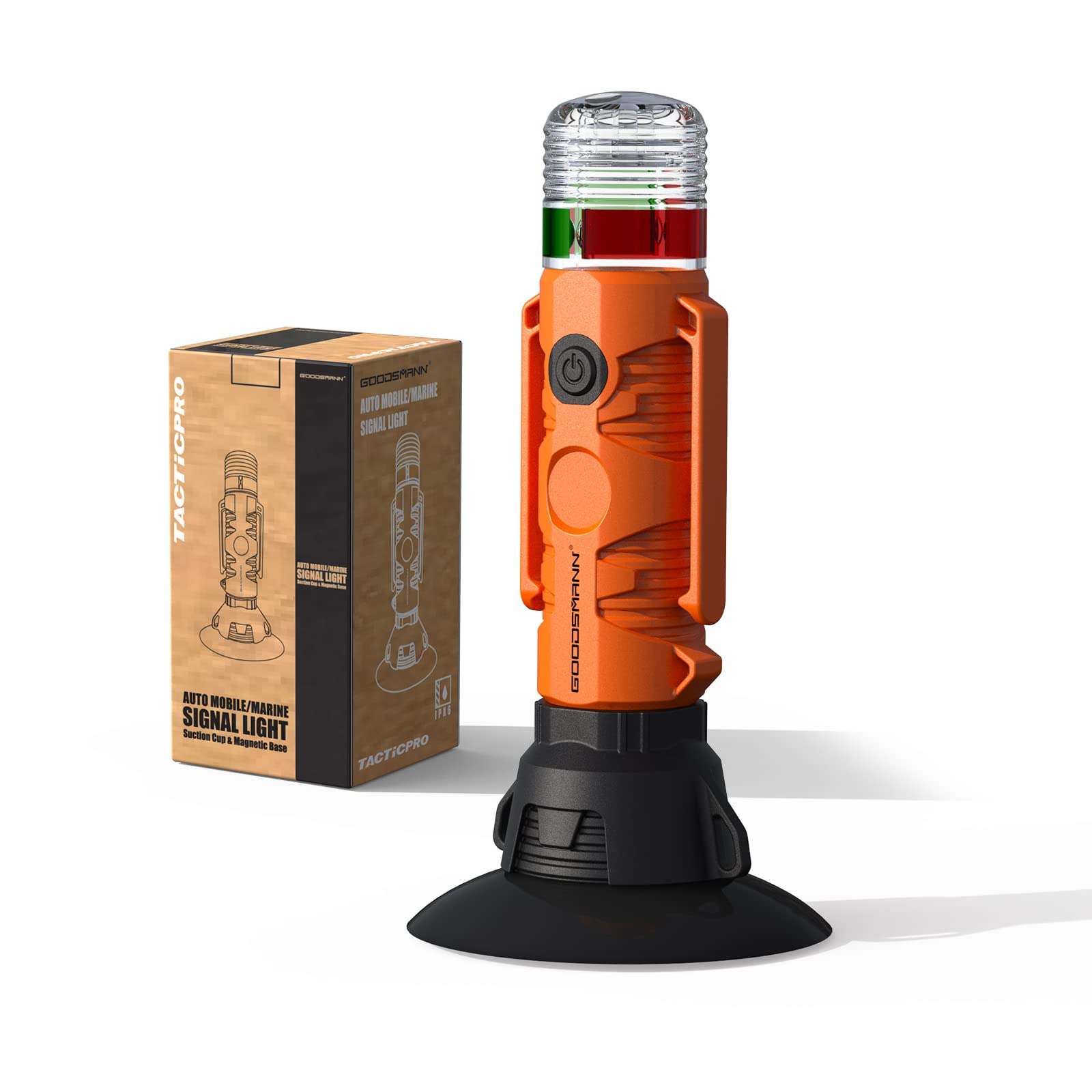 GOODSMANN Boat LED Signal Light, Suction Cup & Magnetic Base, Model 9924-F101-01, Orange