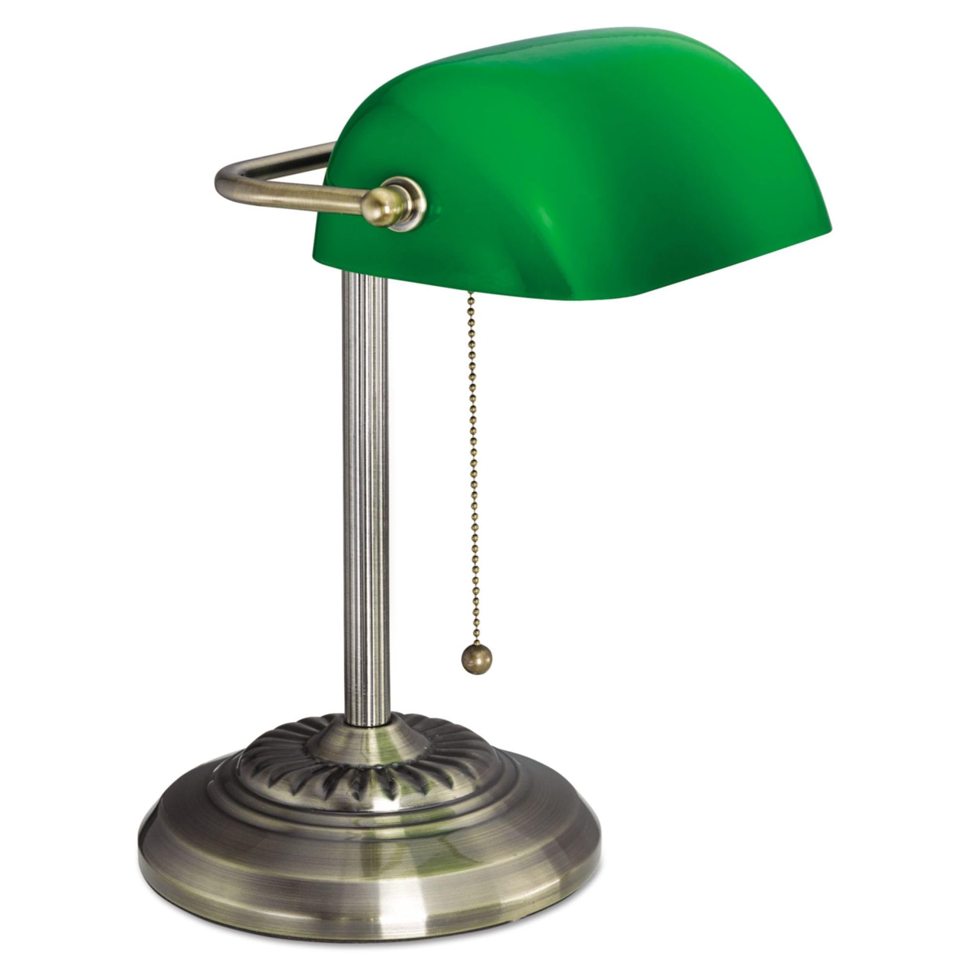 Alera Alelmp557Ab Traditional 10.5 In. X 11 In. X 13 In. Banker'S Lamp - Antique Brass/Green