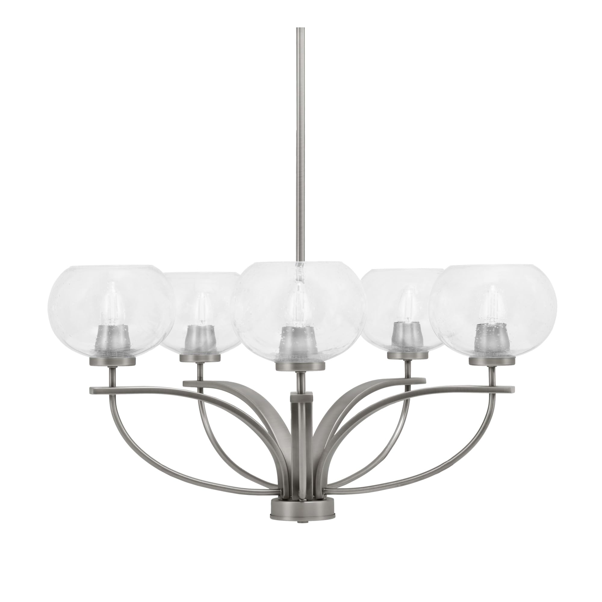 Toltec Lighting Cavella 5 Light, Uplight Chandelier, Graphite Finish, 7" Clear Bubble Glass