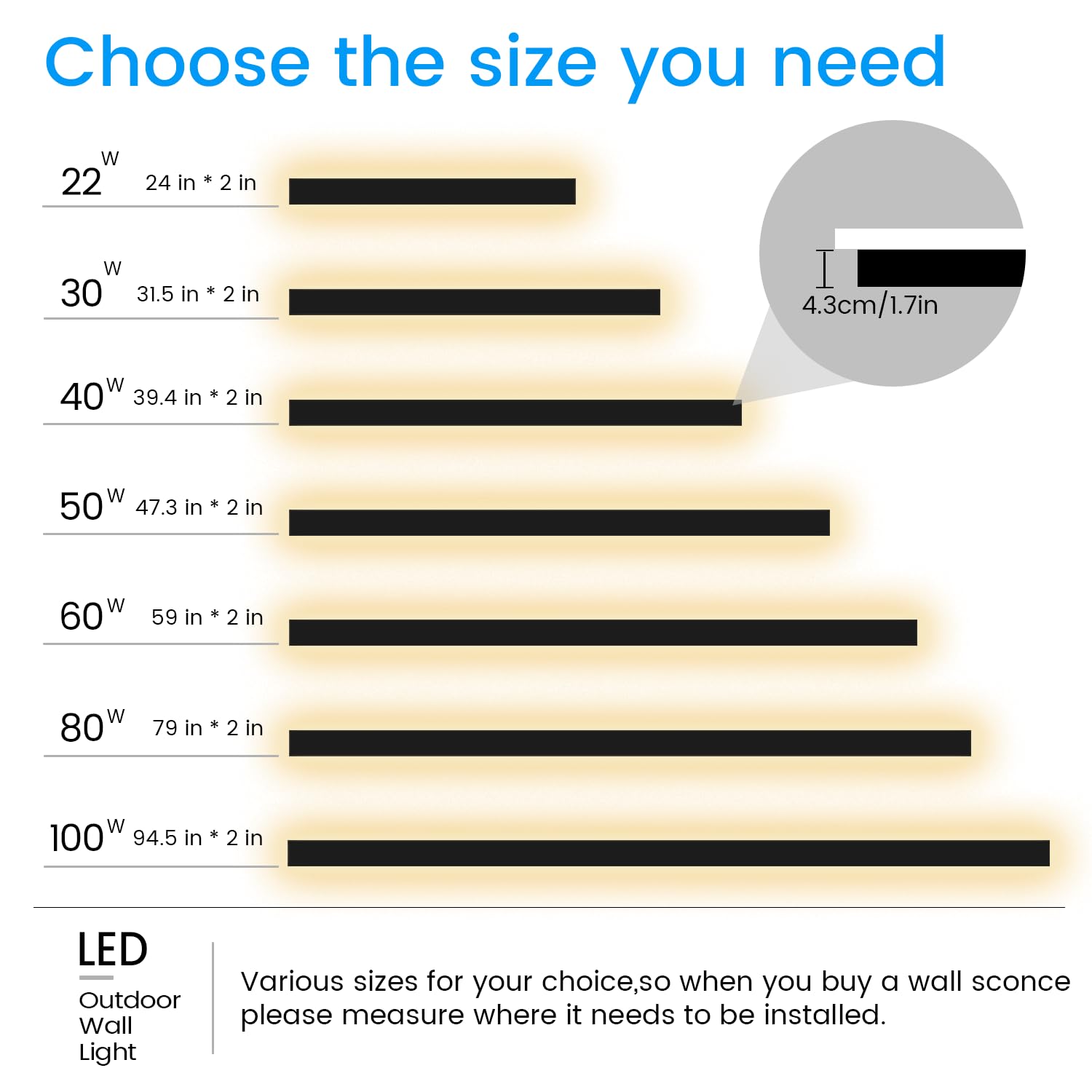Niuzdu Outdoor Wall Lights For House - 92.5Inch Modern Outdoor Wall Light Fixture Long Strip Led Wall Sconce, Dimmable Exterior Wall Mount Outside Garage Lights For Living Room, Porch