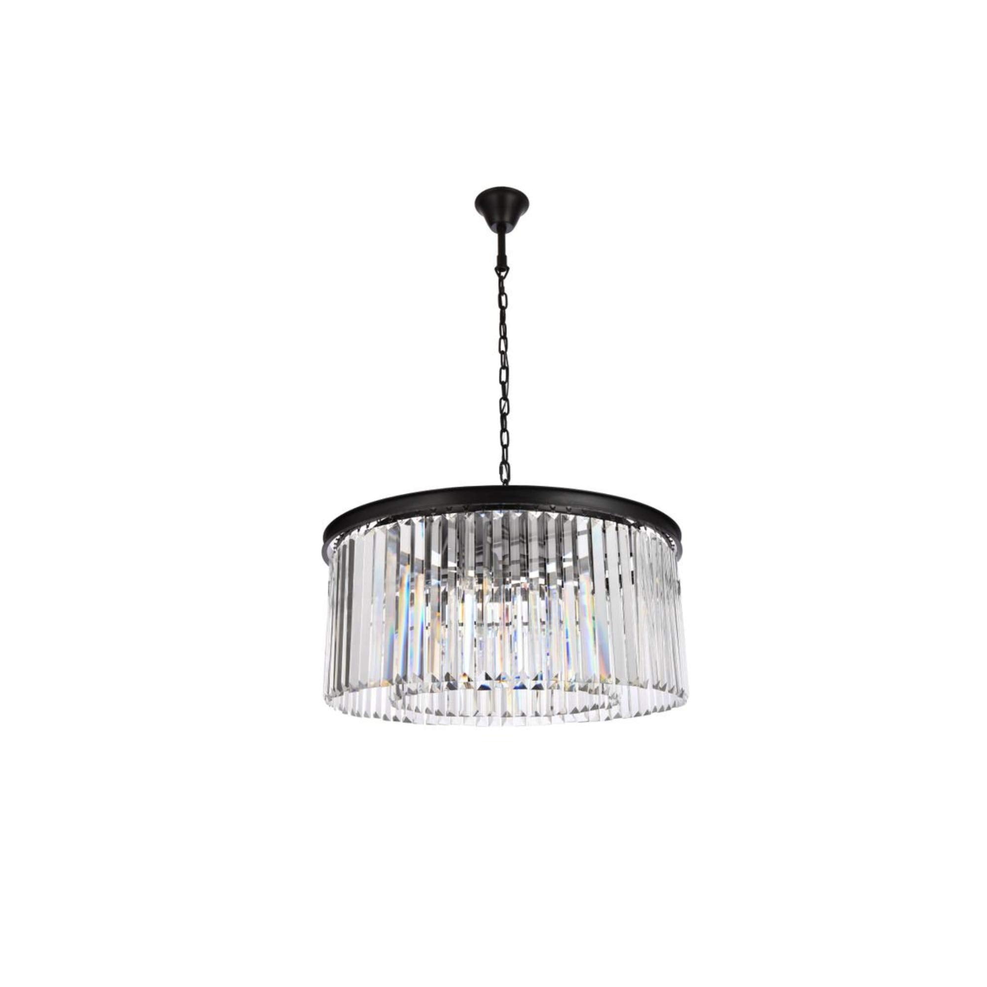 Elegant Lighting Urban Classic Sydney 8 Light Matte Black Chandelier Clear Royal Cut Crystal