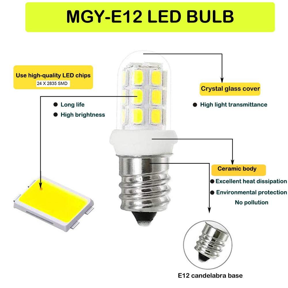 G Mgy Oled E12 Led Bulbs, 6000K, 15W Replacement For Salt Lamps, Chandeliers, 2