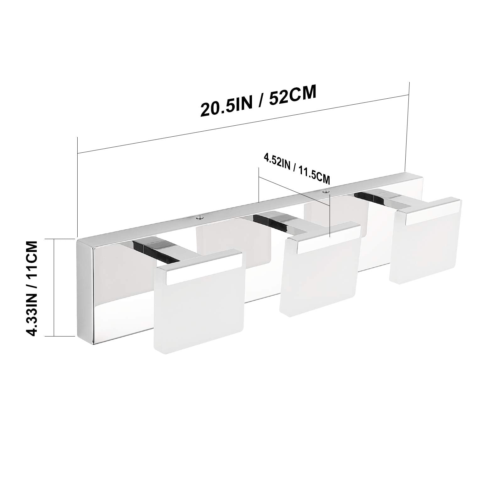 Ralbay Led Vanity Light - 3-Light Bathroom Wall Light, Acrylic & Stainless Steel, Chrome Finish, Model 8281-3T