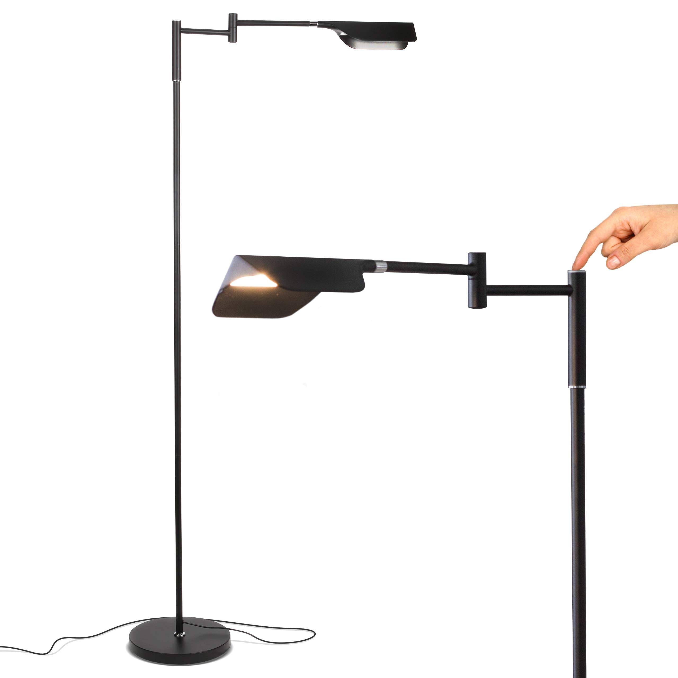 Brightech Leaf LED Reading Lamp, Dimmable Floor Lamp, Adjustable, Jet Black, Model 211179JB