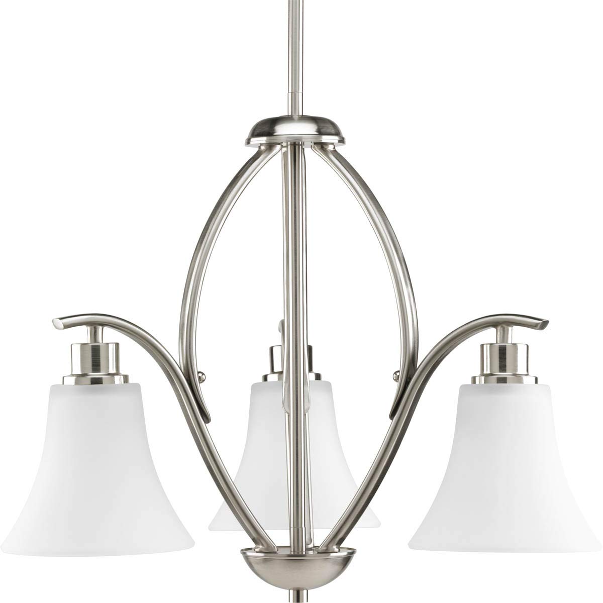 Joy Collection 3-Light Etched Glass Traditional Chandelier Light Brushed Nickel
